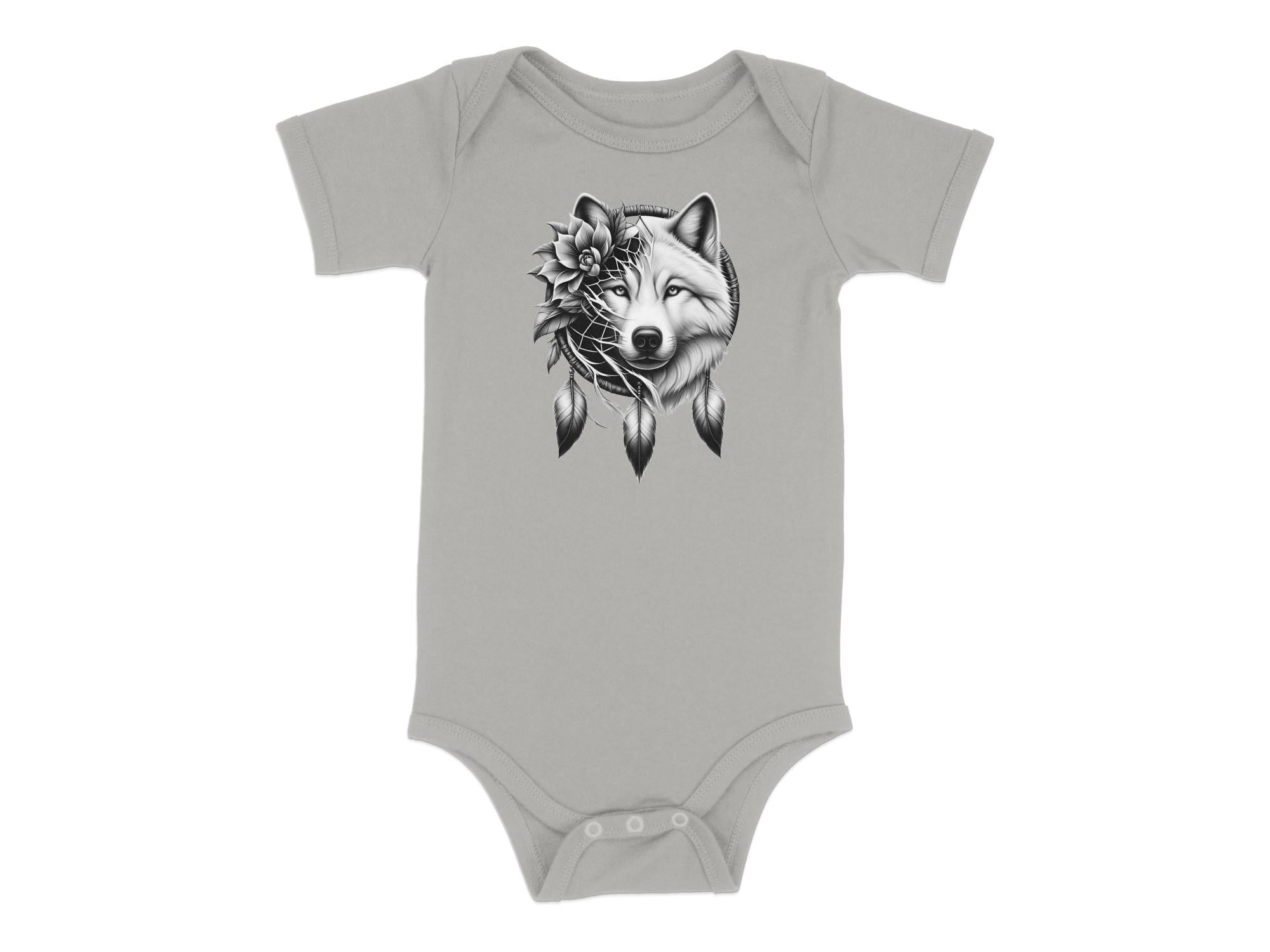 Dreamcatcher Wolf - Coloured Toddler Bodysuit Realistic Native American Talisman Unisex Mythology Tee Graphic Design