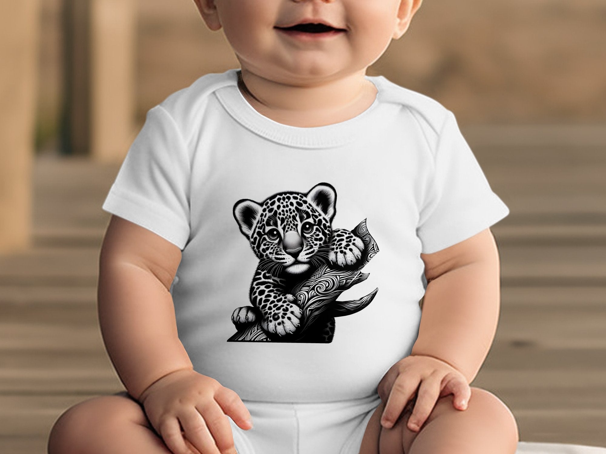 Leopard Bonsai - Coloured Toddler Bodysuit Realistic Animal Talisman Unisex Cute Tee Graphic Design