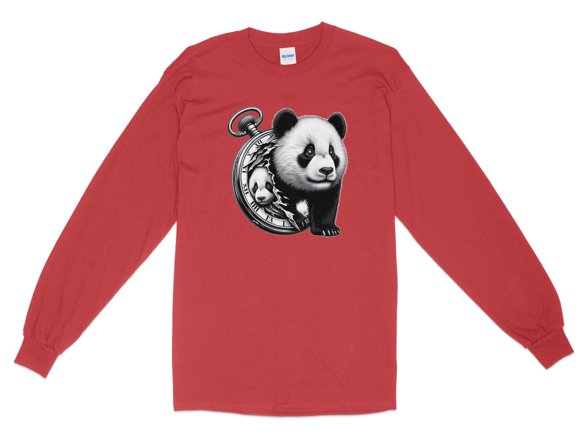 Panda - Coloured Gildan Long Sleeve Realistic Animal Talisman Unisex Cute Tee Graphic Design