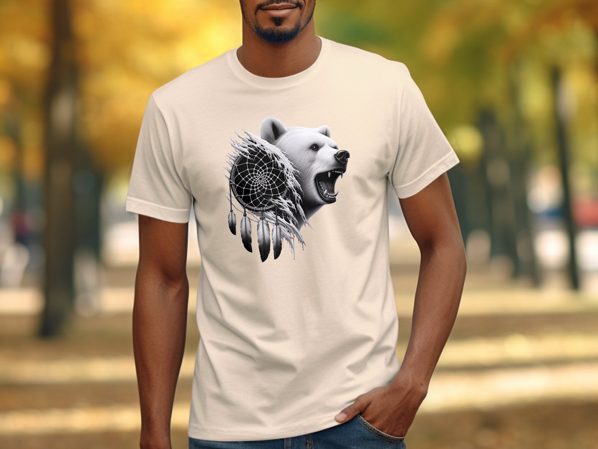 Dreamcatcher Bear - Coloured Gildan T-Shirt Realistic Native American Talisman Unisex Mythology Tee Graphic Design