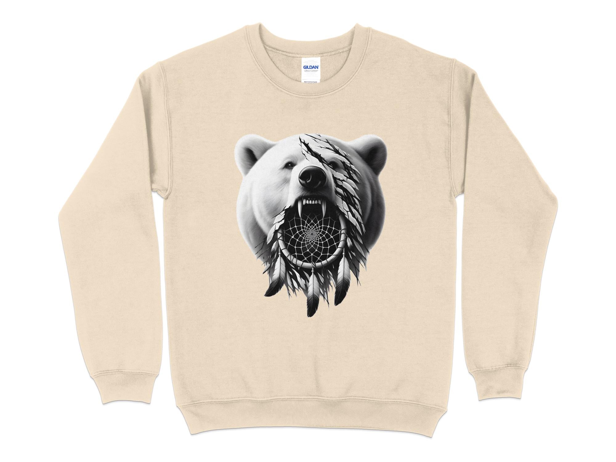 Dreamcatcher Bear - Coloured Gildan Sweatshirt Realistic Native American Talisman Unisex Mythology Tee Graphic Design