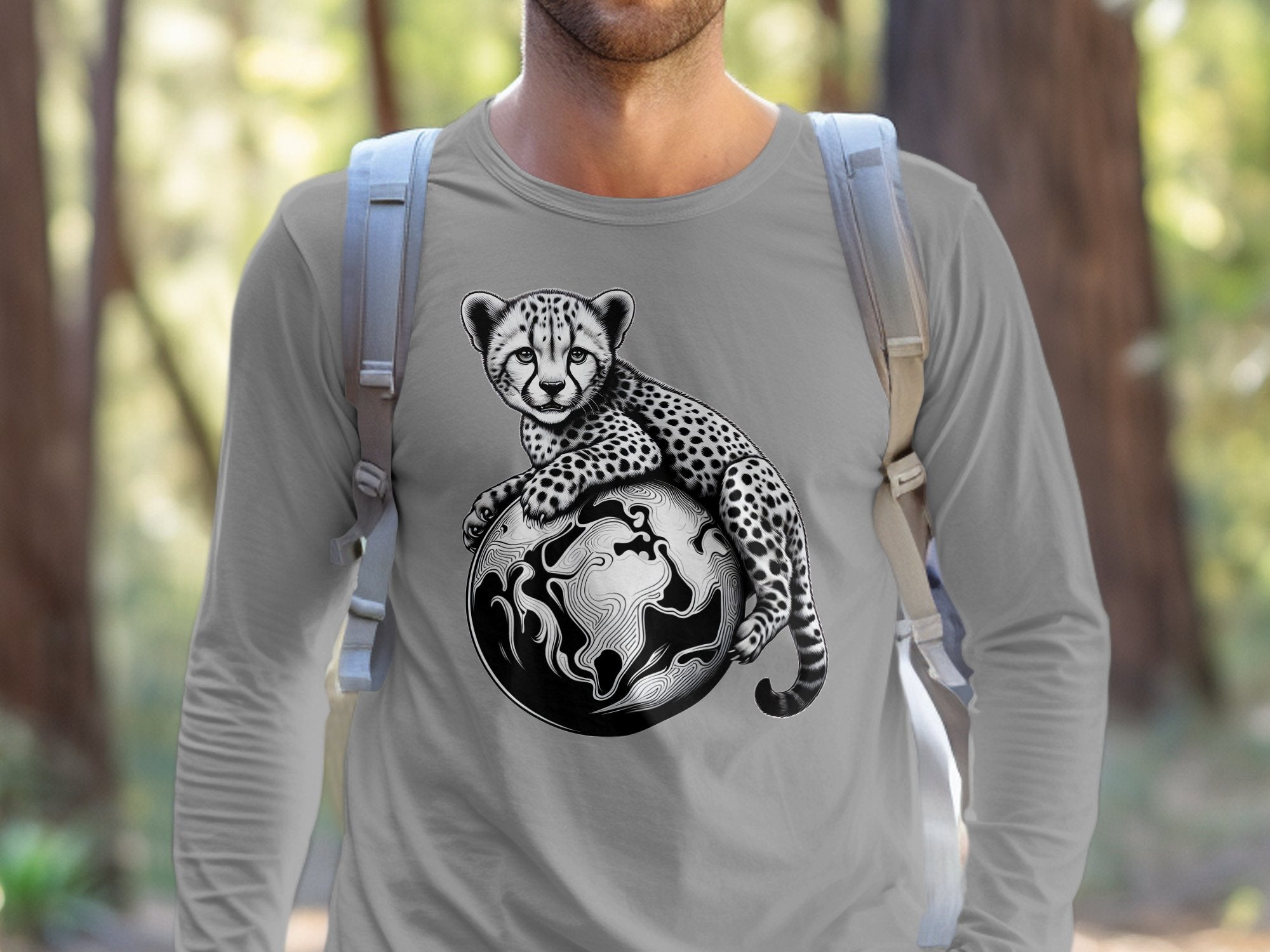 Cheetah World - Coloured Gildan Long Sleeve Realistic Animal Talisman Unisex Cute Tee Graphic Design