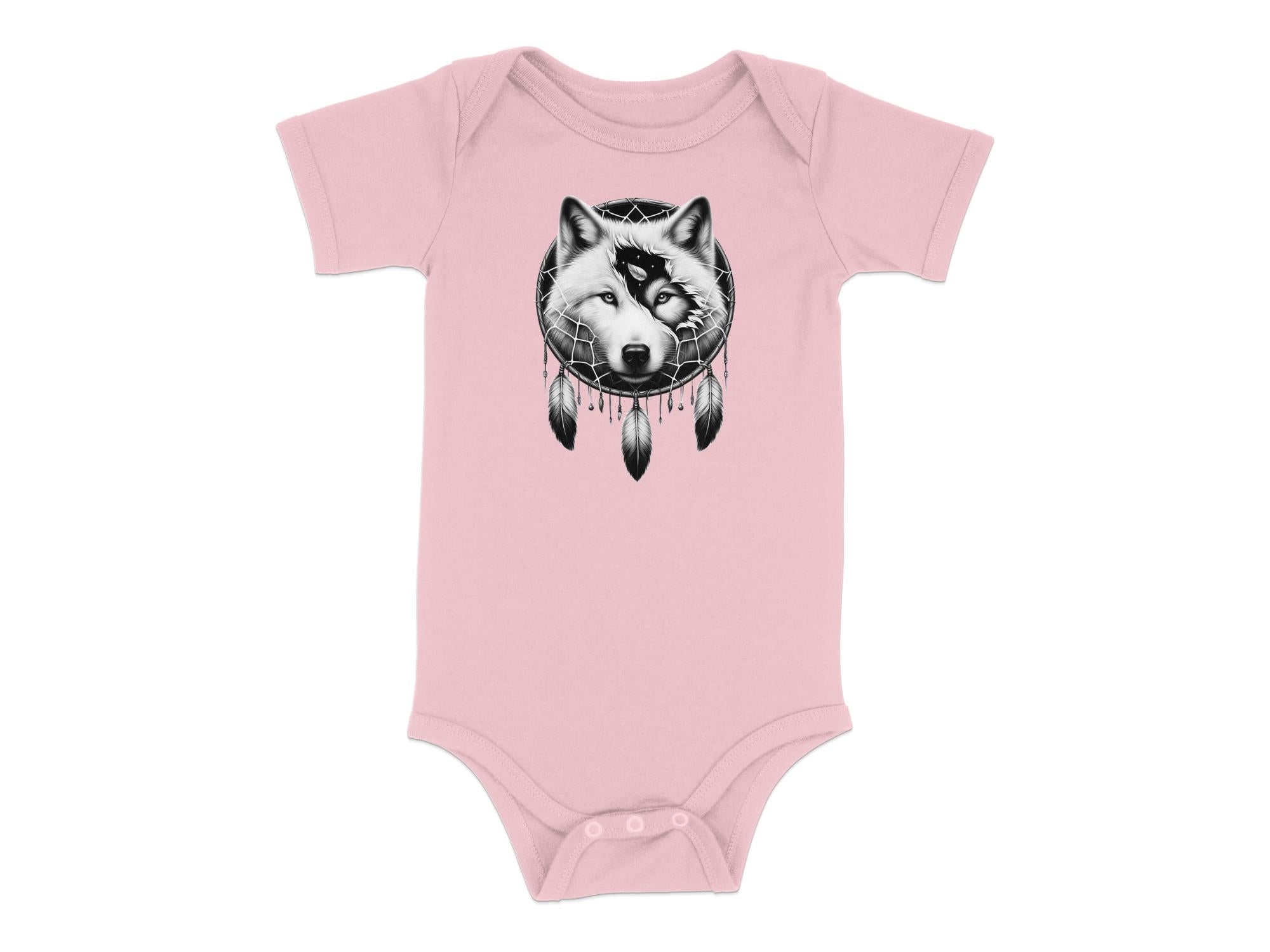 Dreamcatcher Wolf - Coloured Toddler Bodysuit Realistic Native American Talisman Unisex Mythology Tee Graphic Design