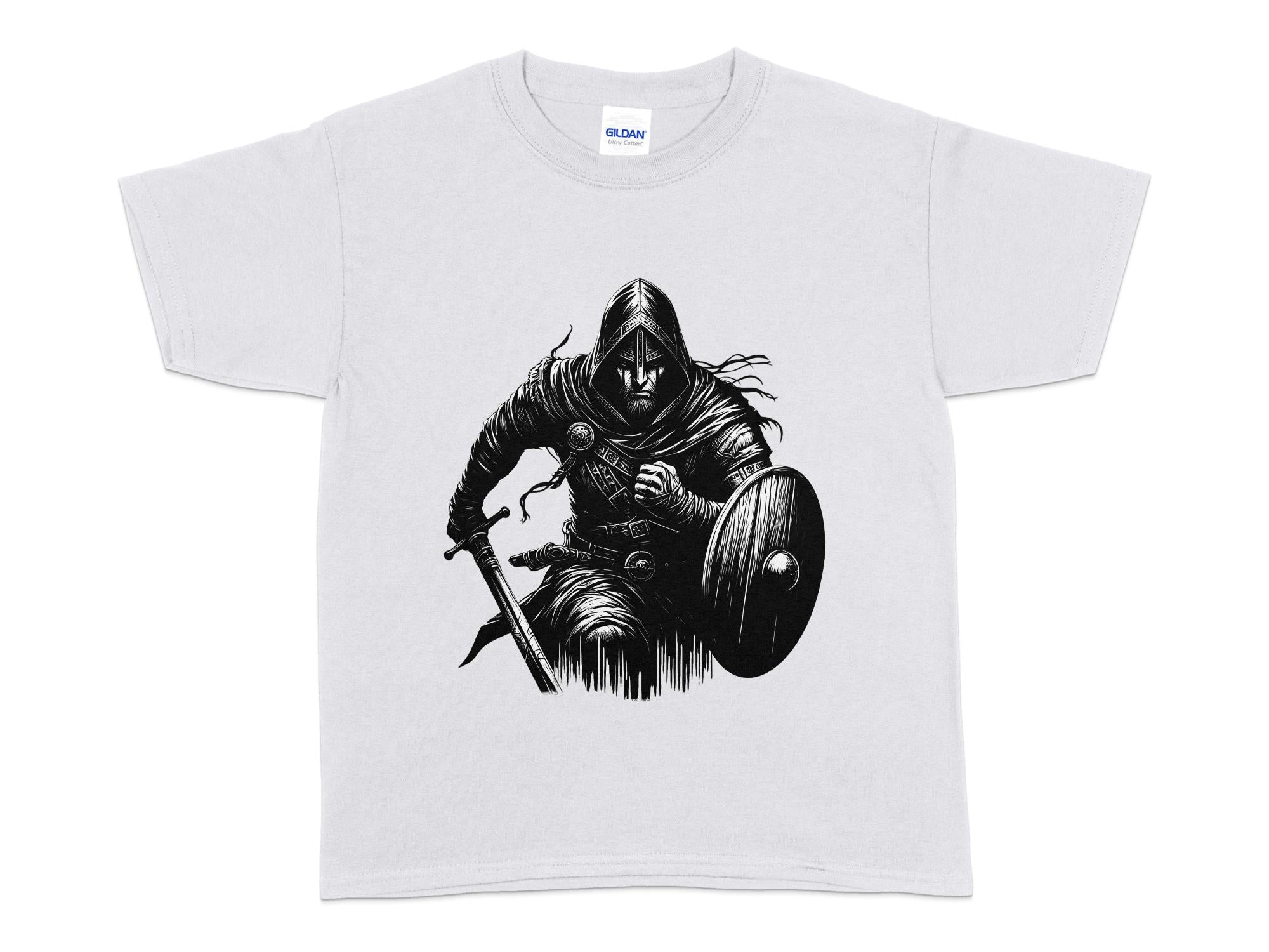 Viking Soldier - Coloured Gildan Kids T Shirt Norse Talisman Unisex Valhalla Tee