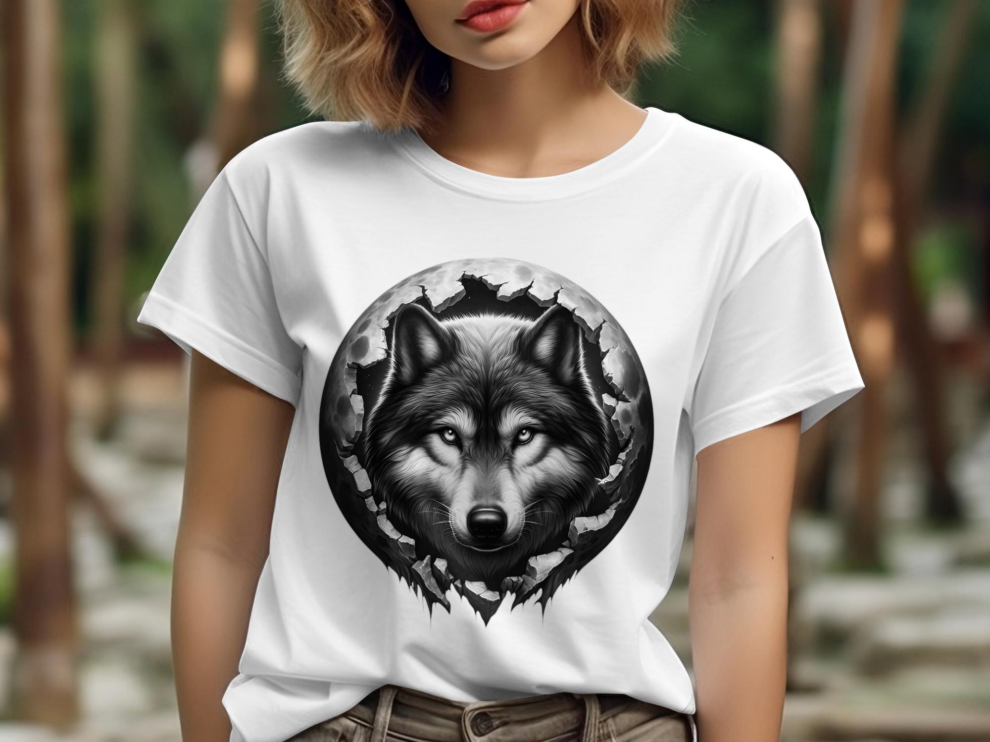 Moon Wolf - Coloured Gildan T-Shirt Realistic Animal Talisman Unisex Mythology Tee Graphic Design