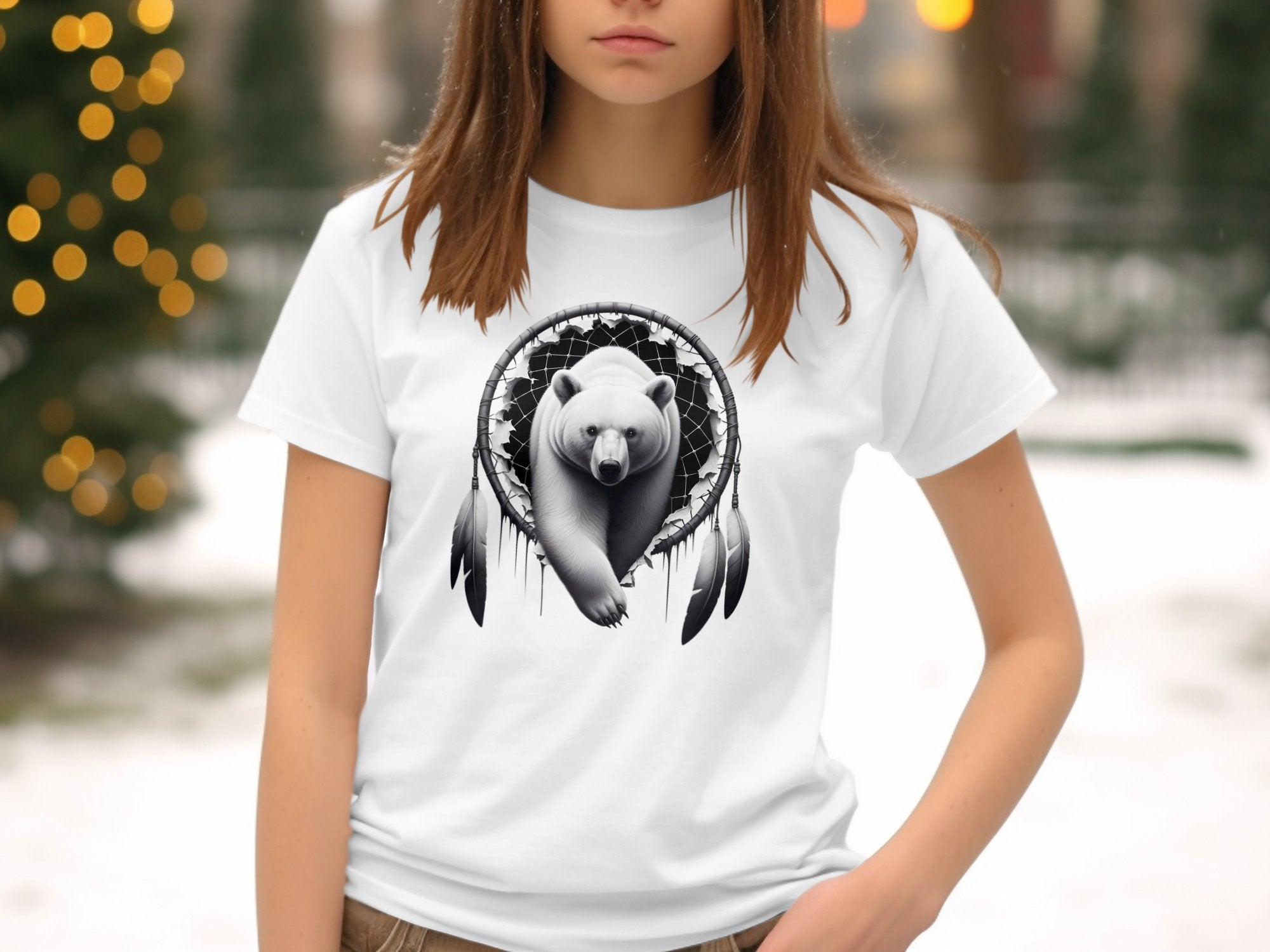 Dreamcatcher Bear - Coloured Gildan Kids T Shirt Realistic Native American Talisman Unisex Mythology Tee Graphic Design