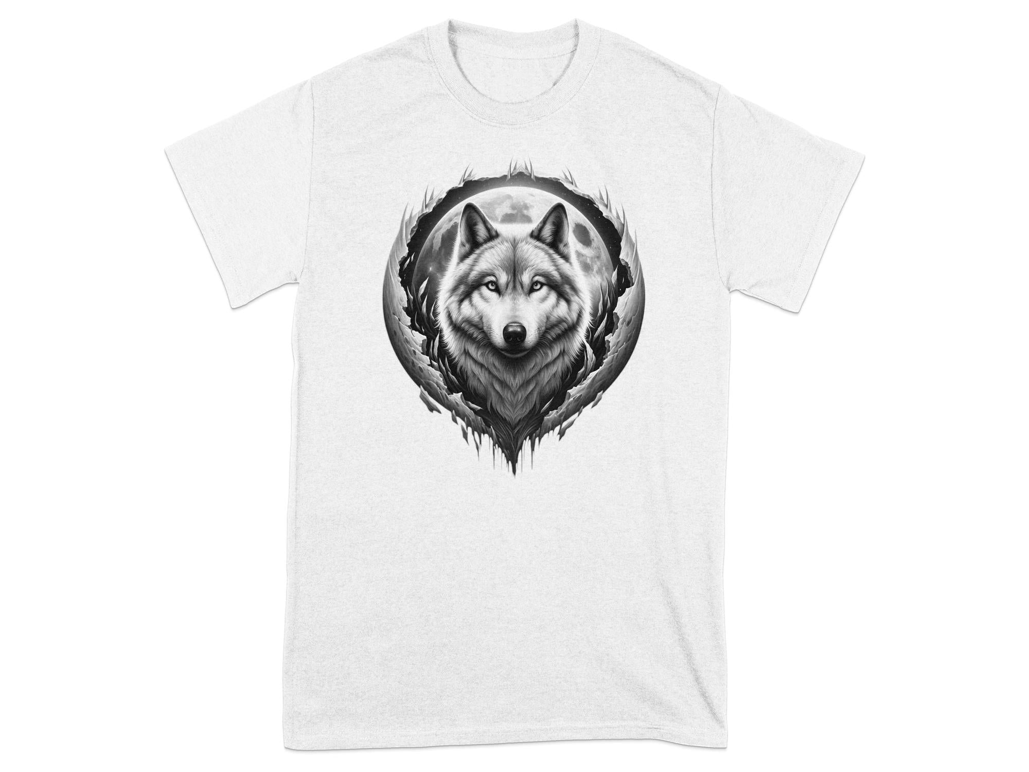 Moon Wolf - Coloured Gildan T-Shirt Realistic Animal Talisman Unisex Mythology Tee Graphic Design