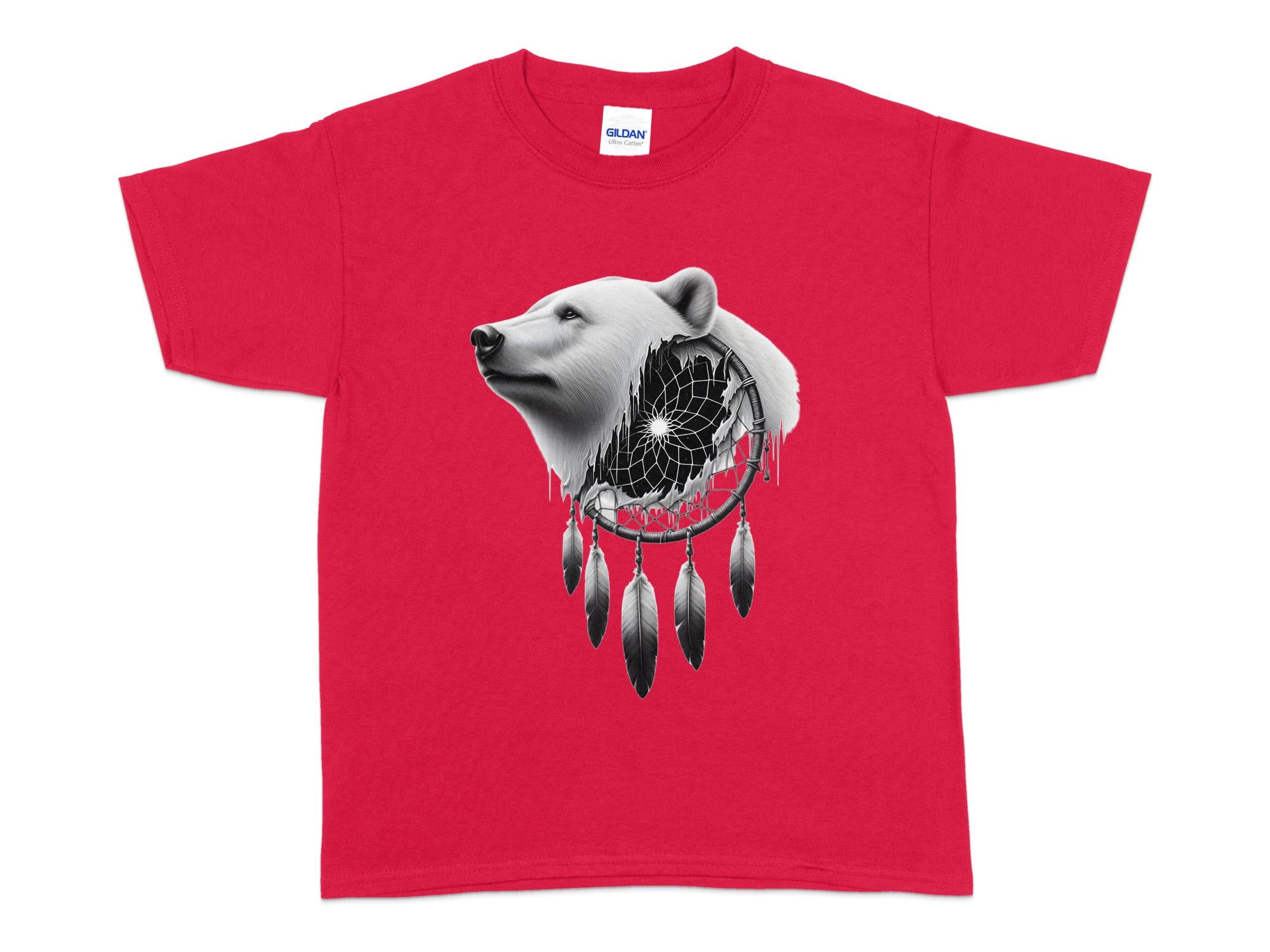 Dreamcatcher Bear - Coloured Gildan Kids T Shirt Realistic Native American Talisman Unisex Mythology Tee Graphic Design