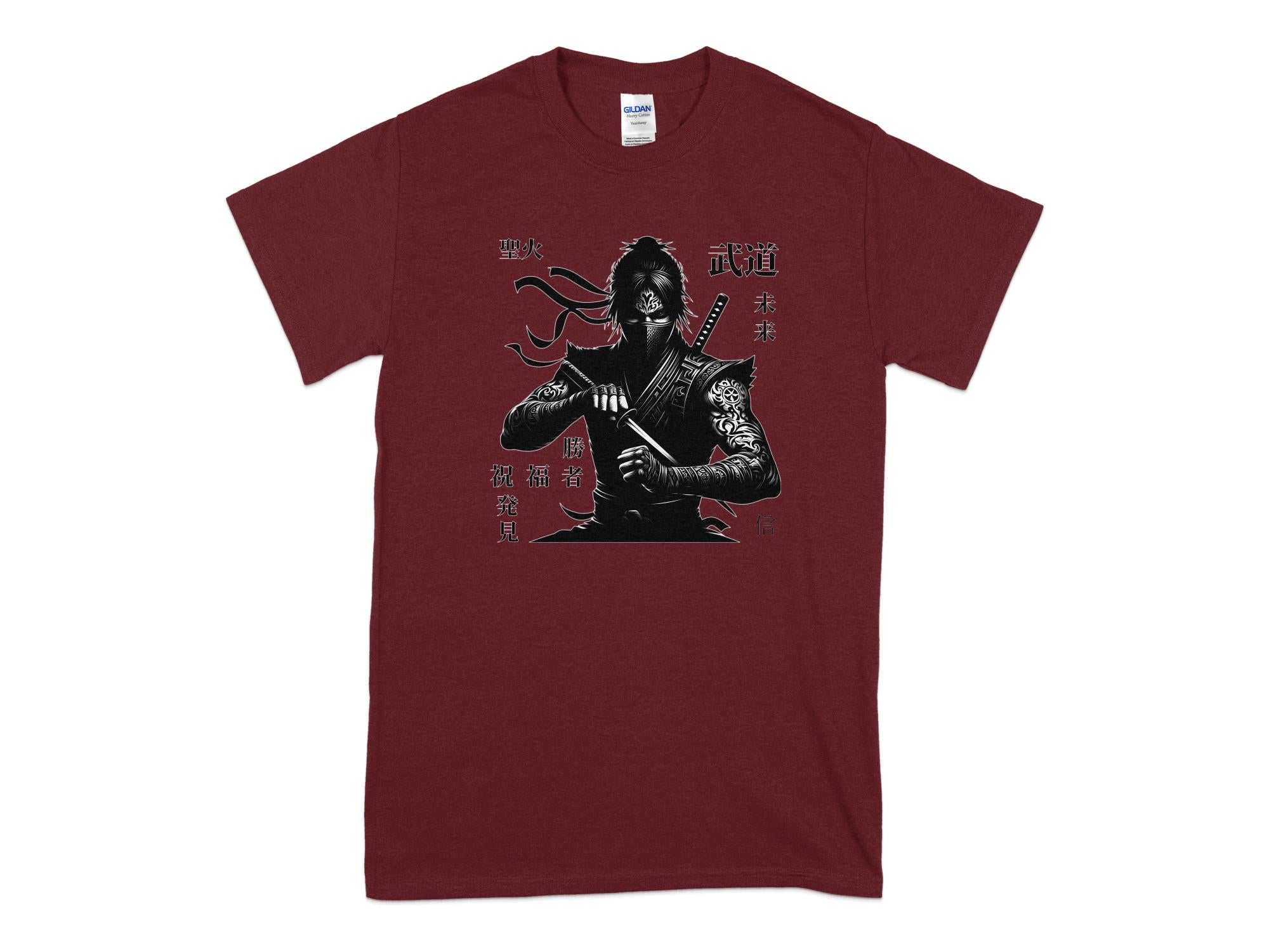 Samurai Ninja - Coloured Gildan T-Shirt Japanese Talisman Unisex Cultural Symbolic Graphic Design