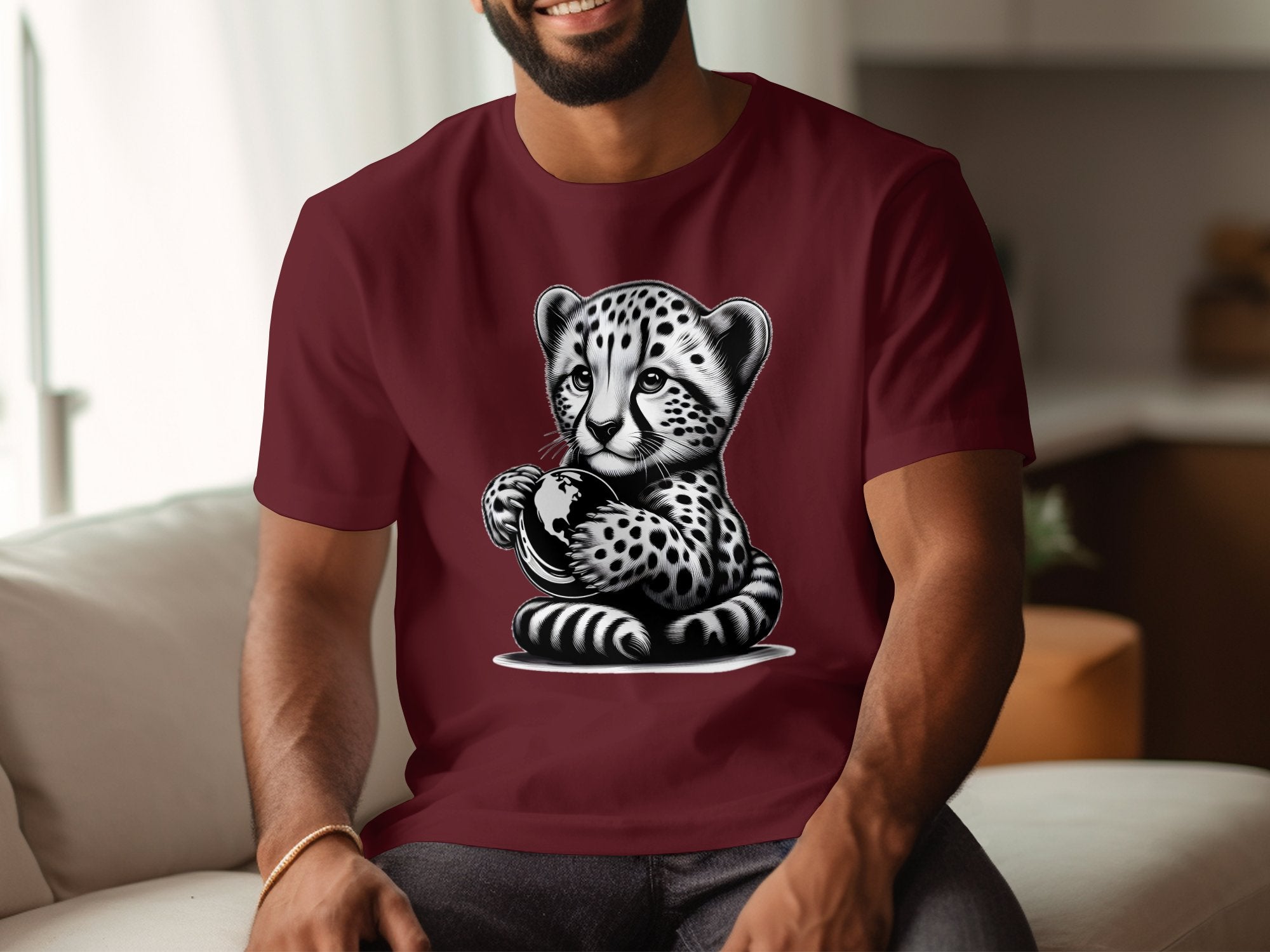 Cheetah World - Coloured Gildan T-Shirt Realistic Animal Talisman Unisex Cute Tee Graphic Design