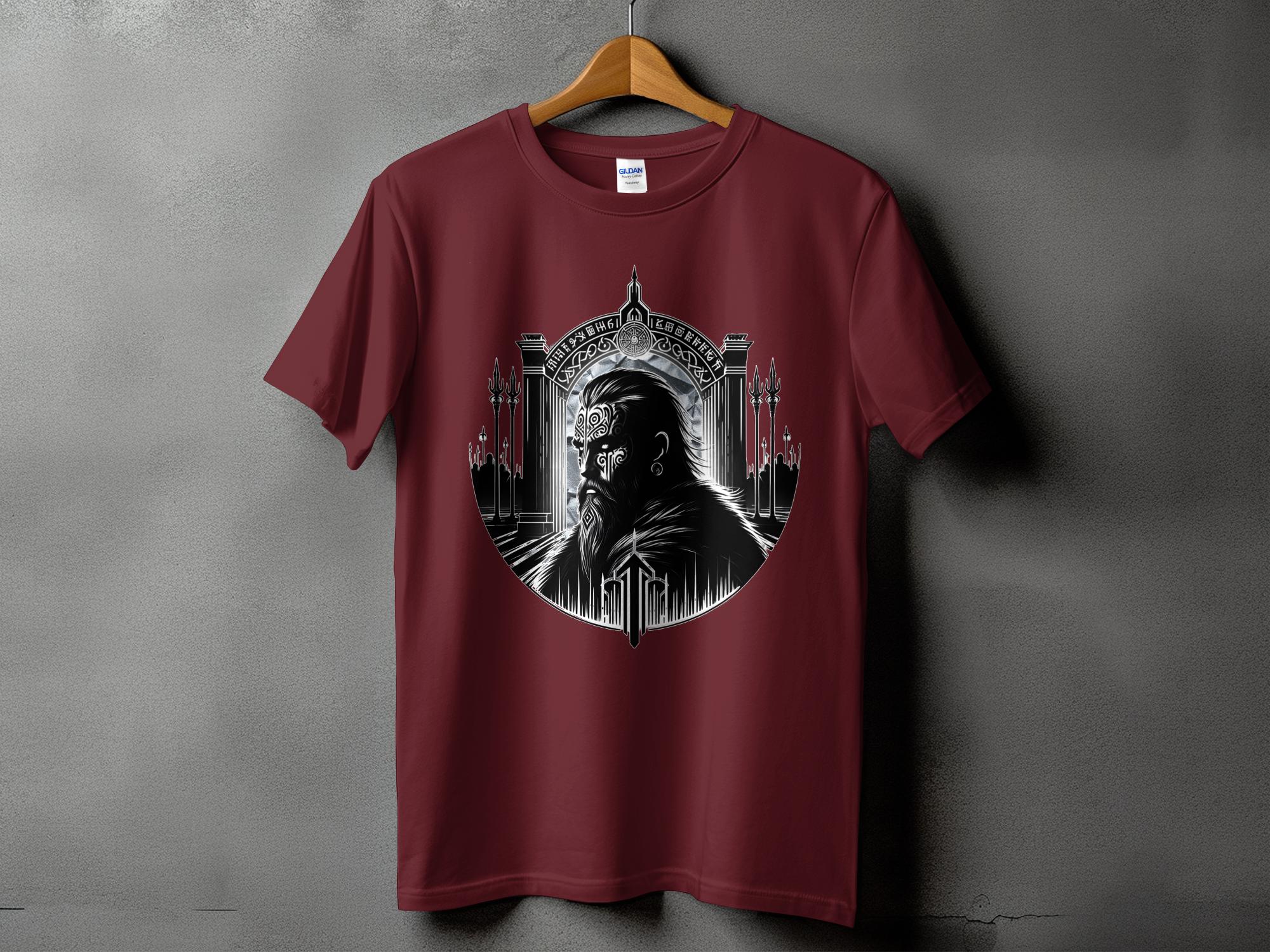 Viking Warrior - Coloured Gildan T Shirt Realistic Norse Talisman Men Women Unisex Valhalla Tee Graphic Design