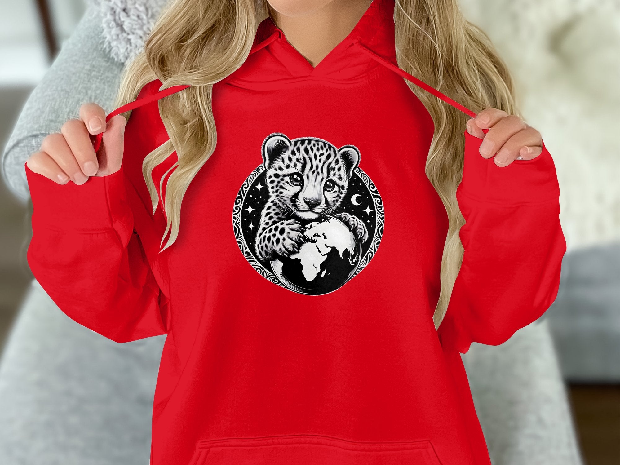 Cheetah World - Coloured Gildan Hoodie Realistic Animal Talisman Unisex Cute Tee Graphic Design