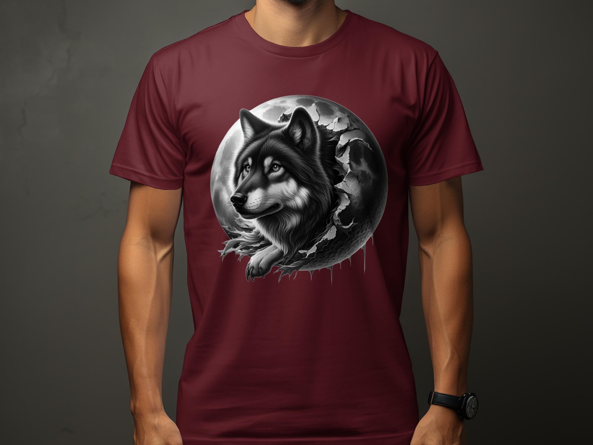 Moon Wolf - Coloured Gildan T-Shirt Realistic Animal Talisman Unisex Mythology Tee Graphic Design