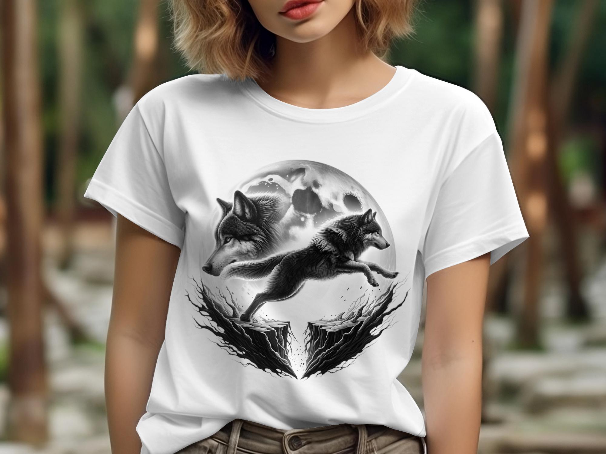 Moon Wolf - Coloured Gildan T-Shirt Realistic Animal Talisman Unisex Mythology Tee Graphic Design