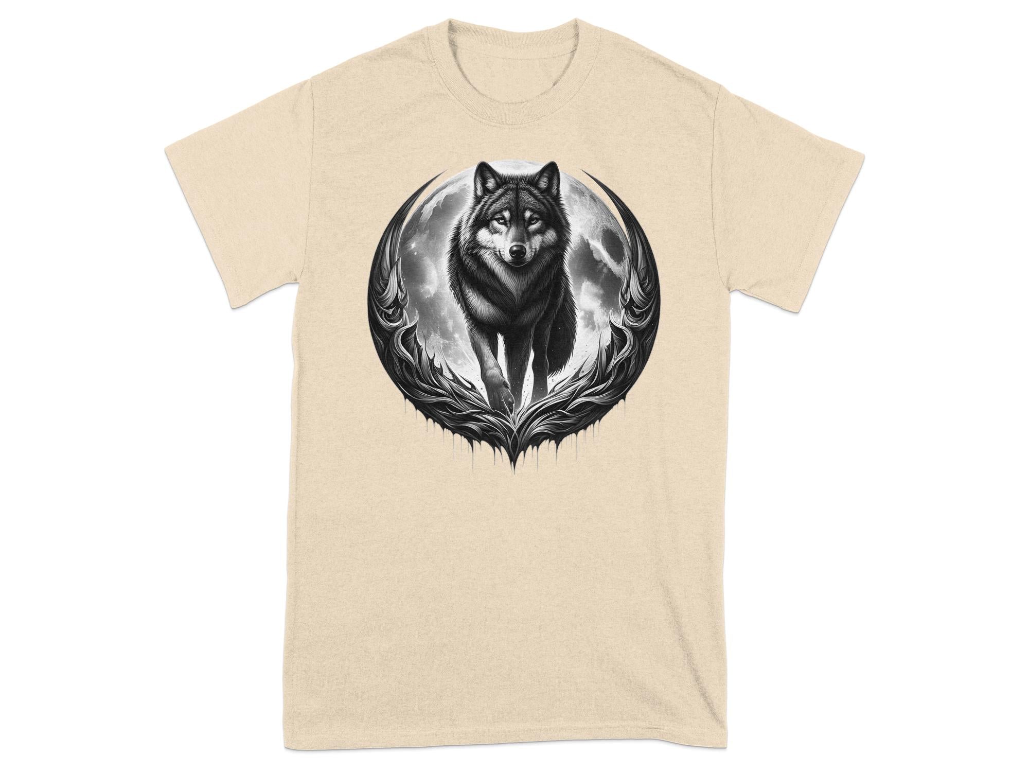 Moon Wolf - Coloured Gildan T-Shirt Realistic Animal Talisman Unisex Mythology Tee Graphic Design