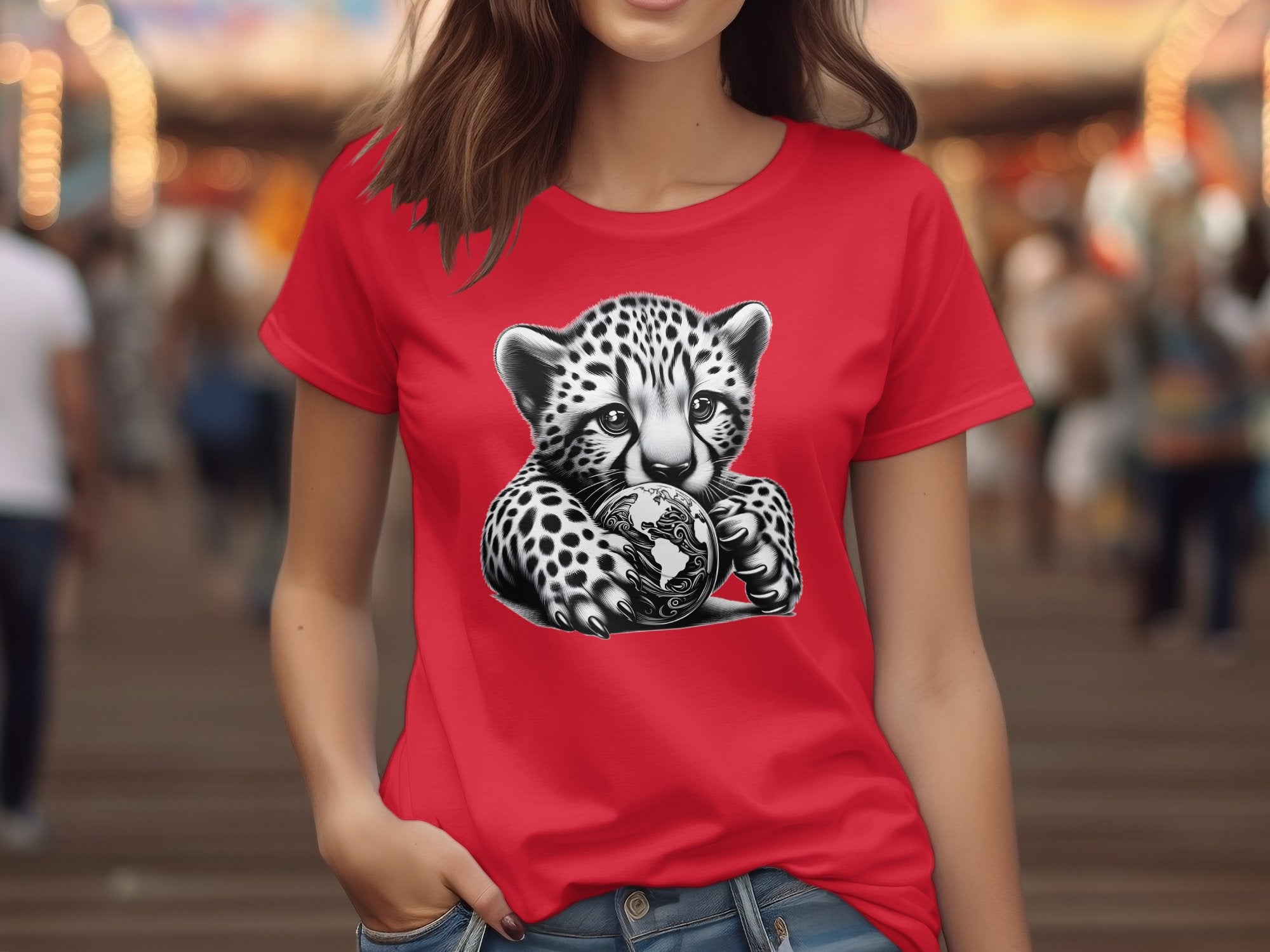 Cheetah World - Coloured Gildan T-Shirt Realistic Animal Talisman Unisex Cute Tee Graphic Design