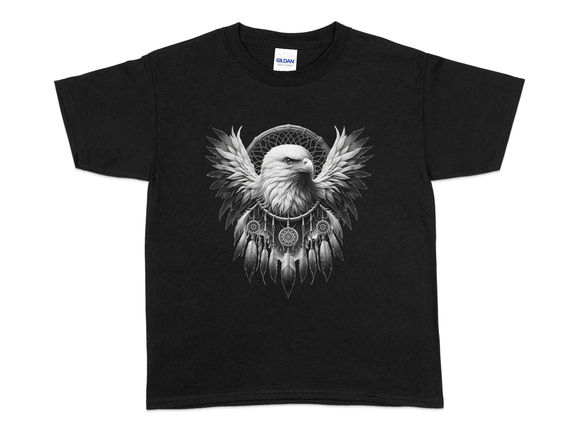 Dreamcatcher Eagle - Coloured Gildan Kids T-Shirt Realistic Native American Talisman Unisex Mythology Tee Graphic Design