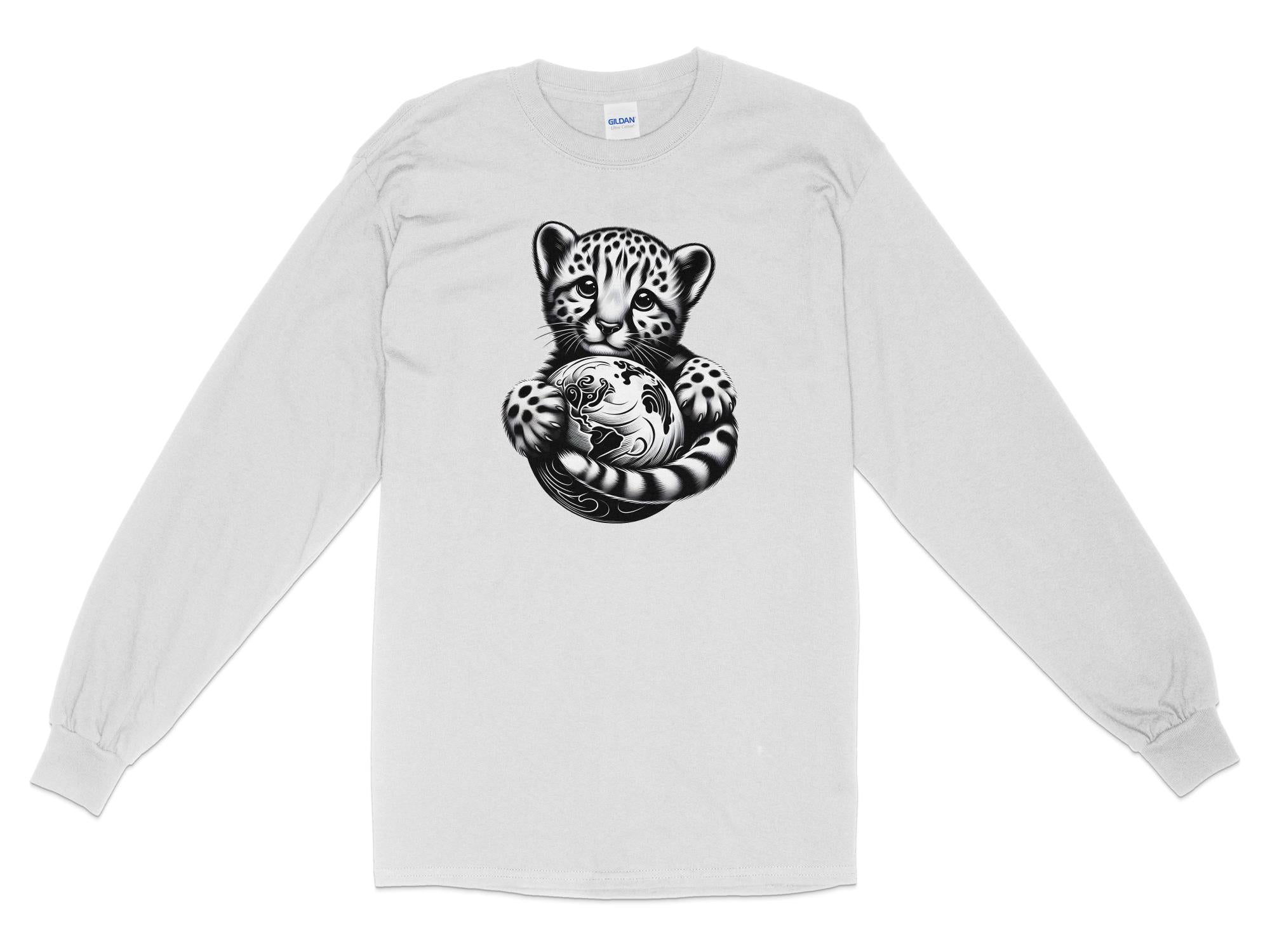 Cheetah World - Coloured Gildan Long Sleeve Realistic Animal Talisman Unisex Cute Tee Graphic Design