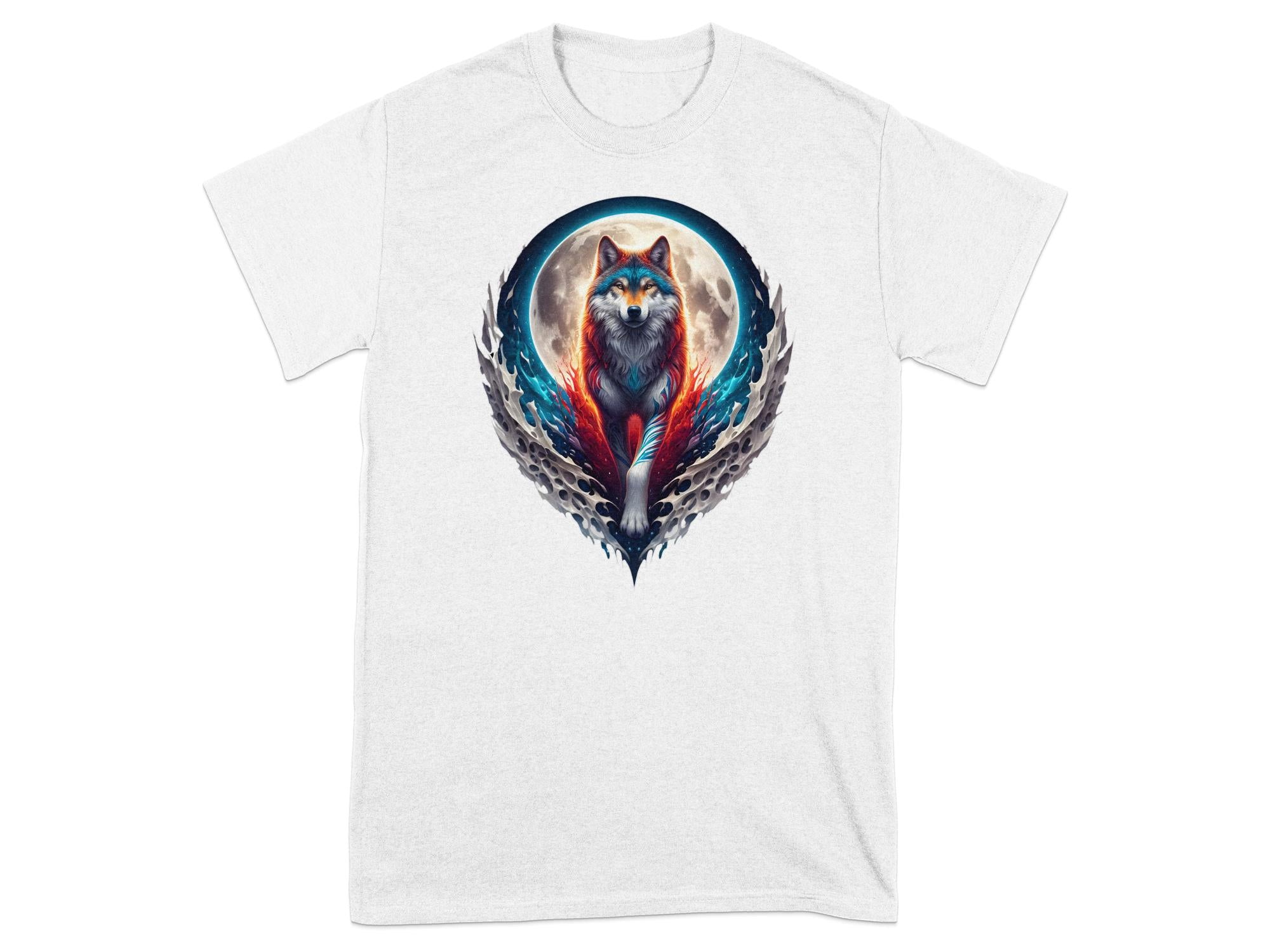 Moon Wolf - T-Shirt Realistic Full Colour Animal Talisman Unisex Mythology Tee Gildan Graphic Design