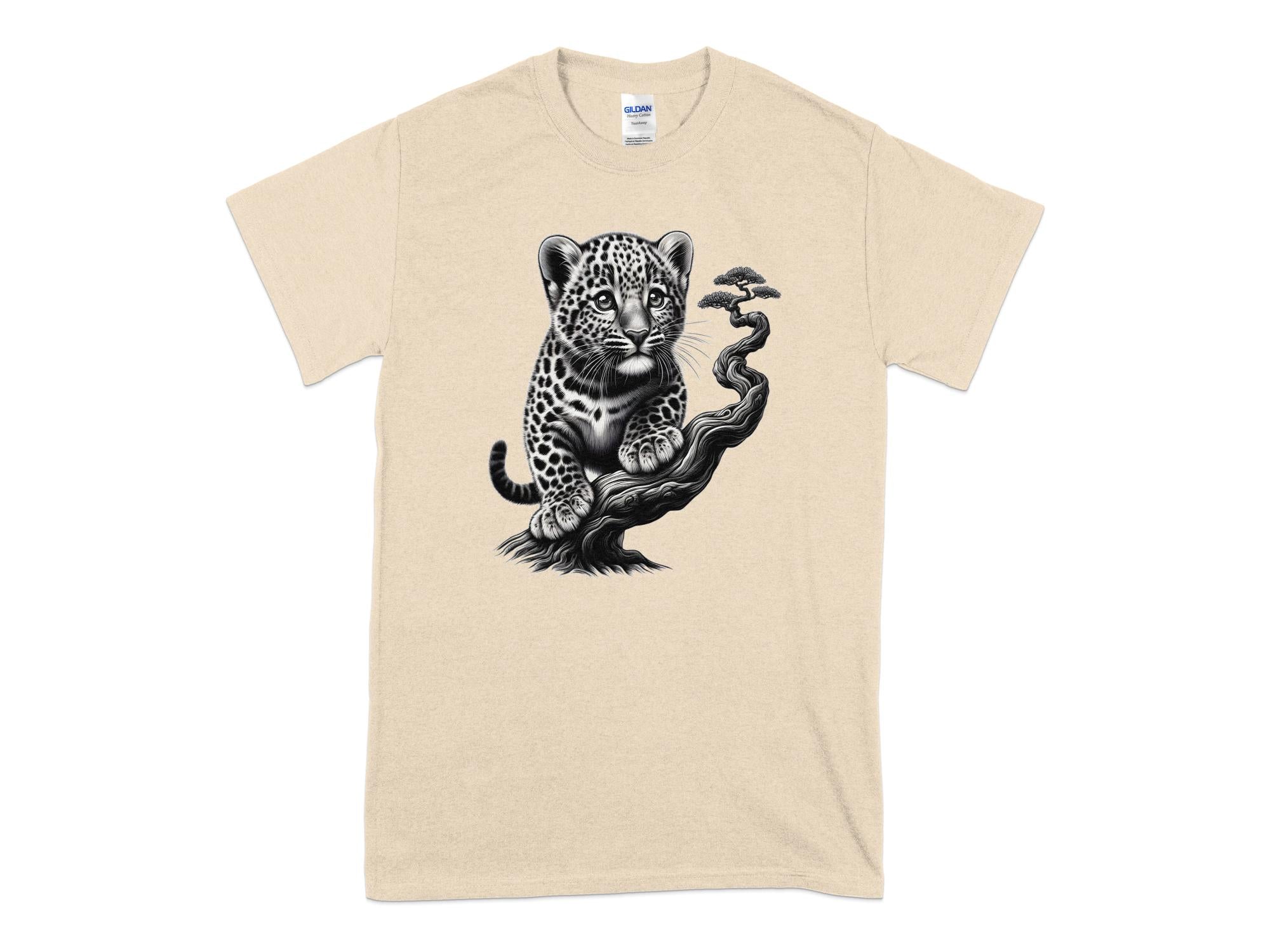 Leopard Bonsai - Coloured Gildan T-Shirt Realistic Animal Talisman Unisex Cute Tee Graphic Design