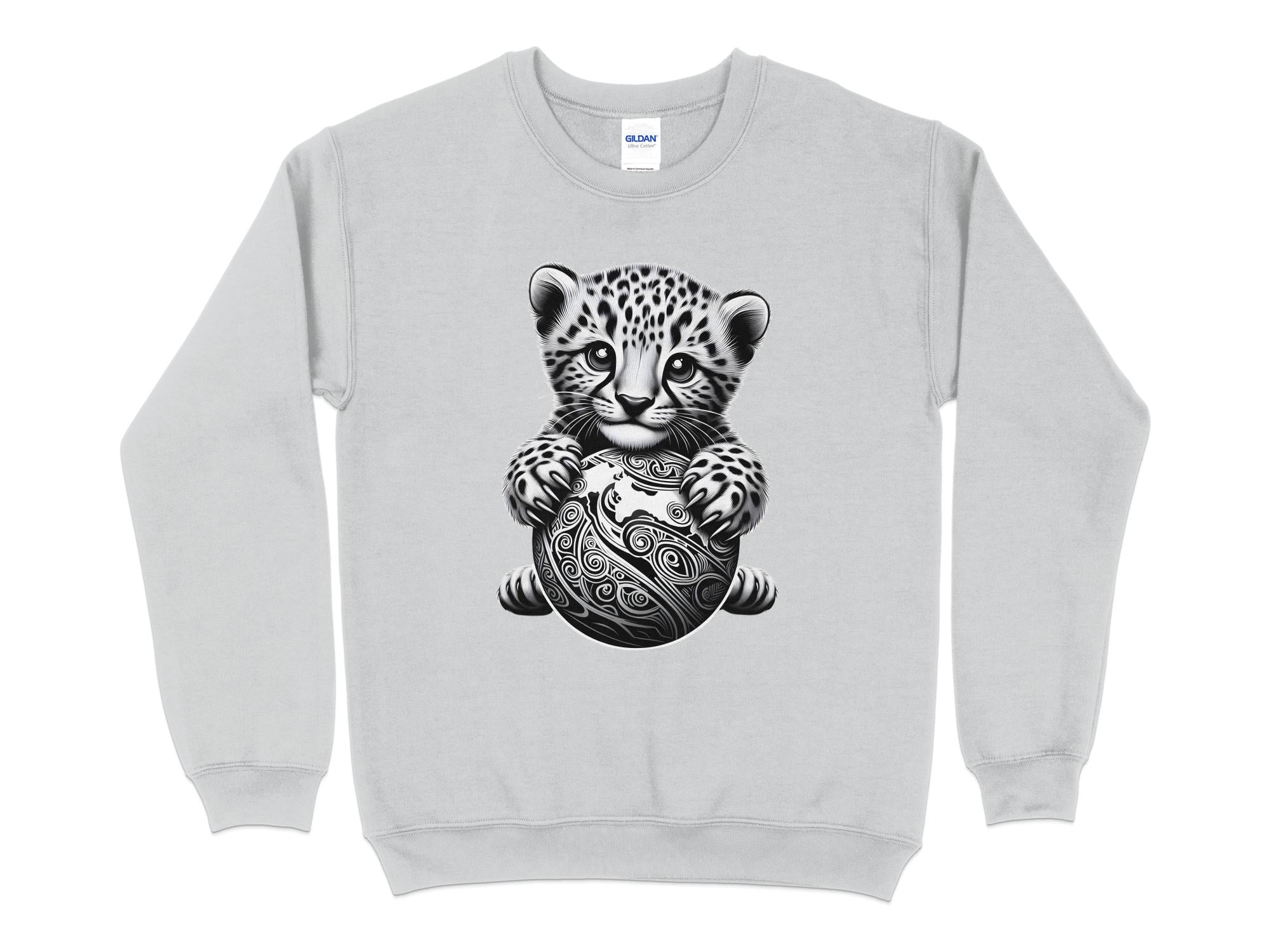 Cheetah World - Coloured Gildan Sweatshirt Realistic Animal Talisman Unisex Cute Tee Graphic Design