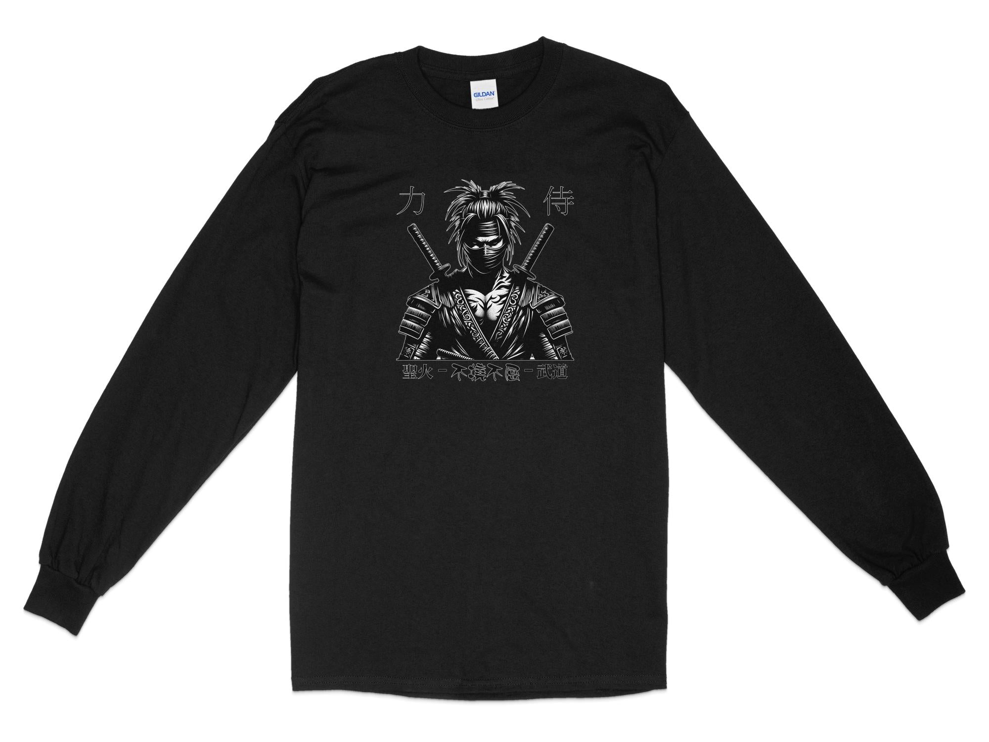 Samurai Ninja - Coloured Gildan Long Sleeve Japanese Talisman Unisex Cultural Symbolic Graphic Design