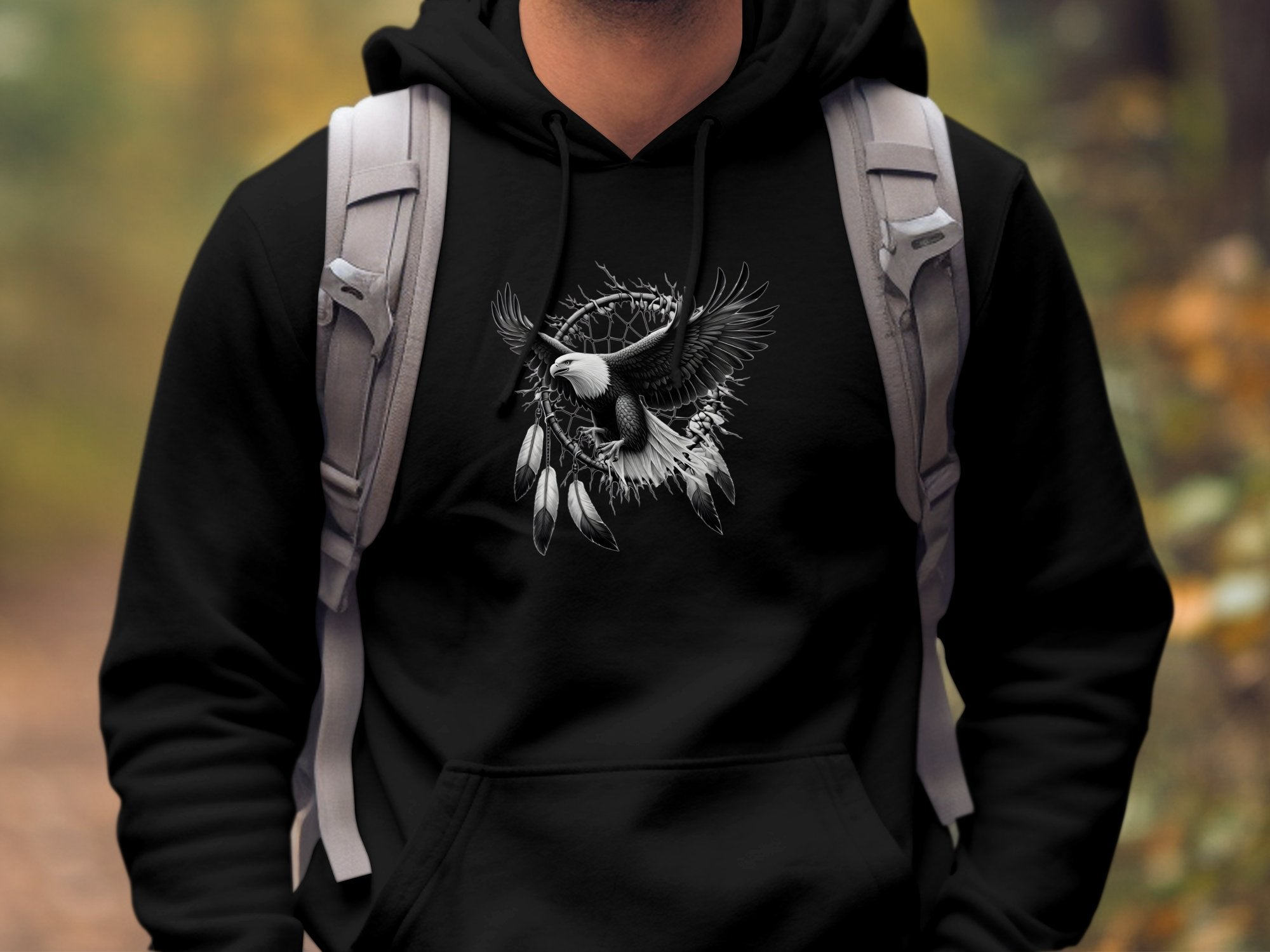 Dreamcatcher Eagle - Coloured Gildan Hoodie Realistic Native American Talisman Unisex Mythology Tee Graphic Design