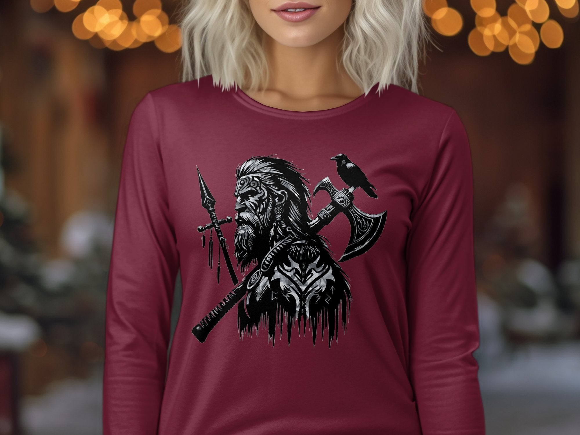 Viking Courage - Coloured Gildan Long Sleeve Norse Talisman Men Women Unisex Valhalla Tee