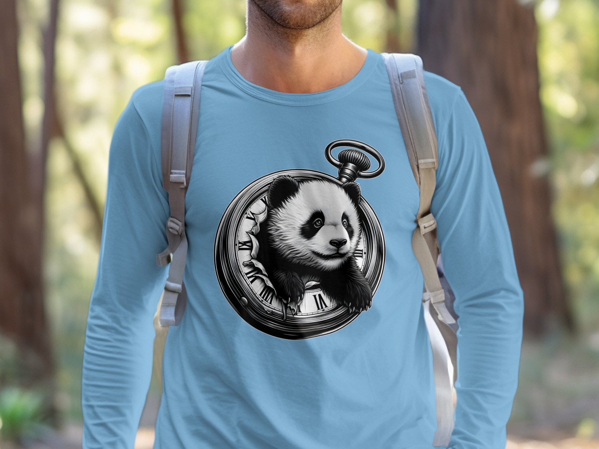 Panda - Coloured Gildan Long Sleeve Realistic Animal Talisman Unisex Cute Tee Graphic Design