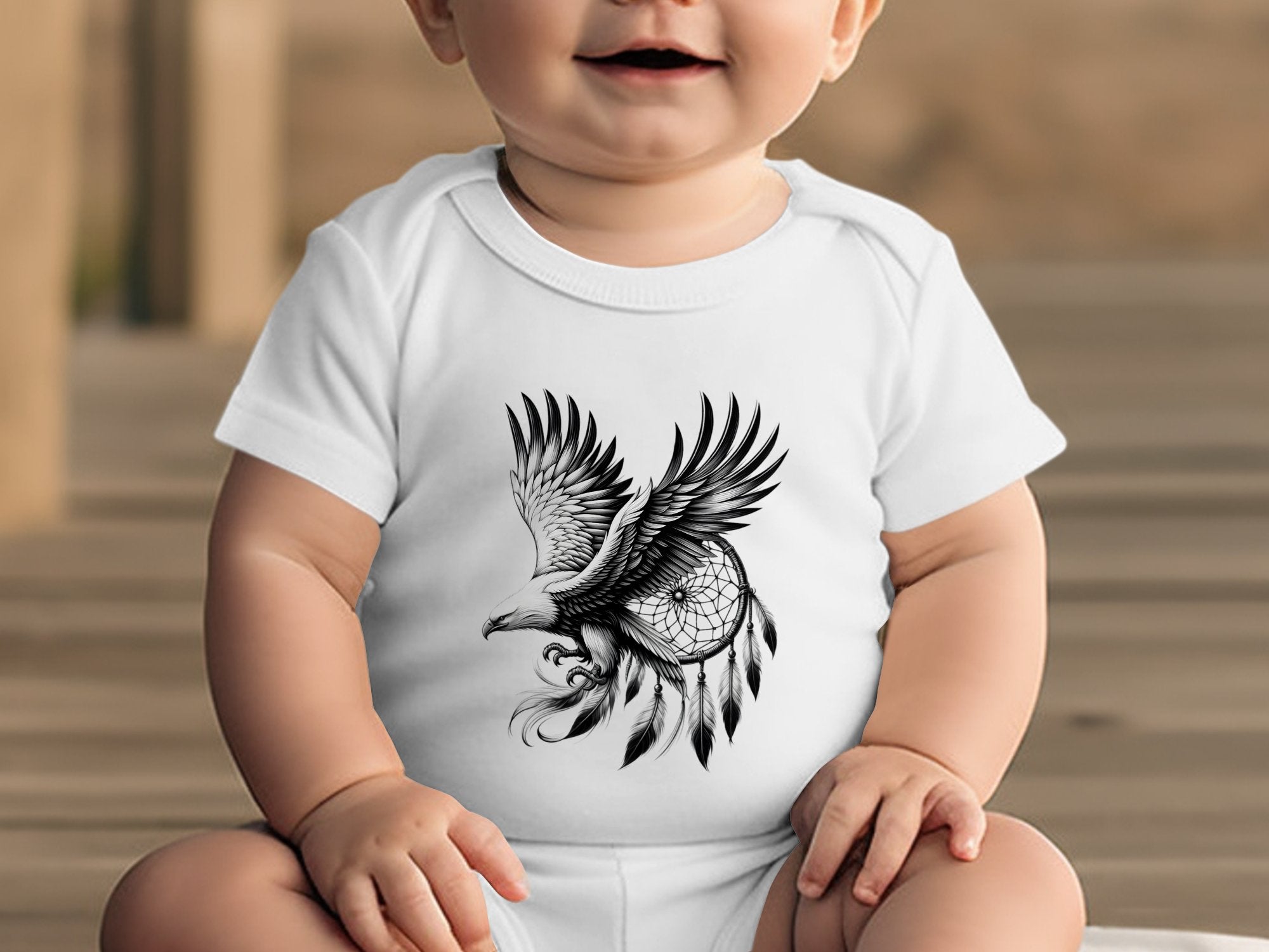 Dreamcatcher Eagle - Coloured Toddler Bodysuit Realistic Native American Talisman Unisex Mythology Tee Graphic Design