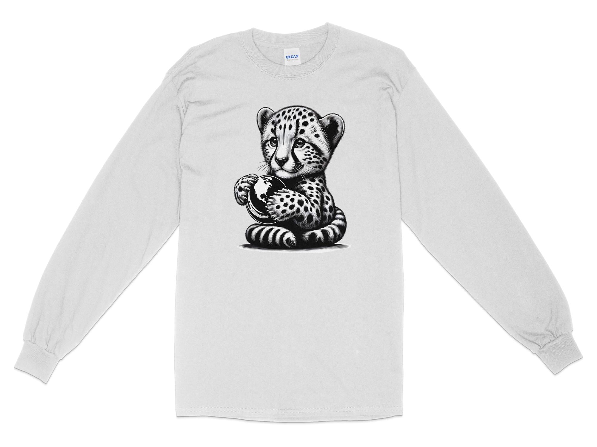 Cheetah World - Coloured Gildan Long Sleeve Realistic Animal Talisman Unisex Cute Tee Graphic Design