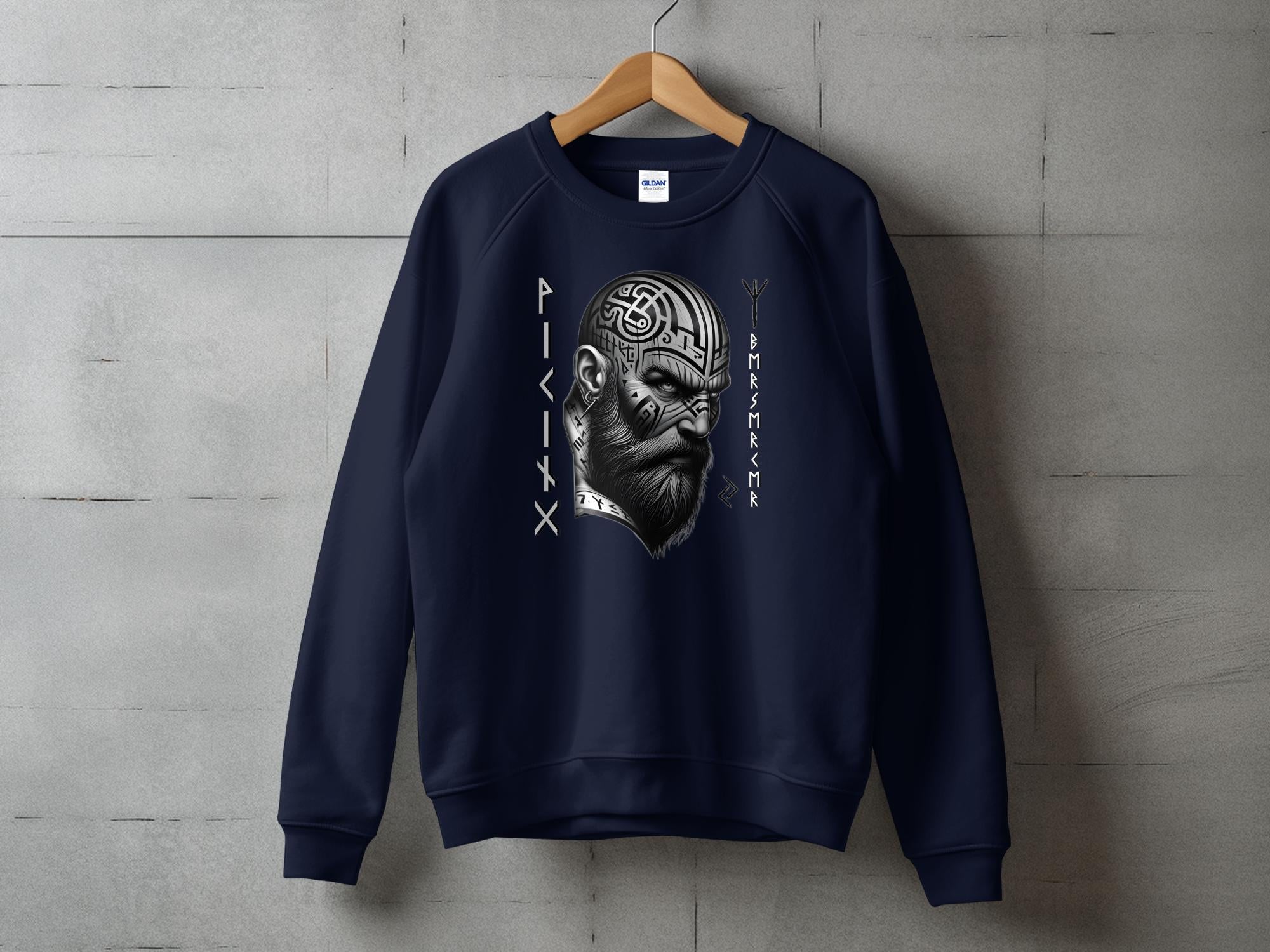 Viking Focus - Coloured Gildan Sweatshirt Realistic Norse Talisman Men Women Unisex Valhalla Tee Graphic Design