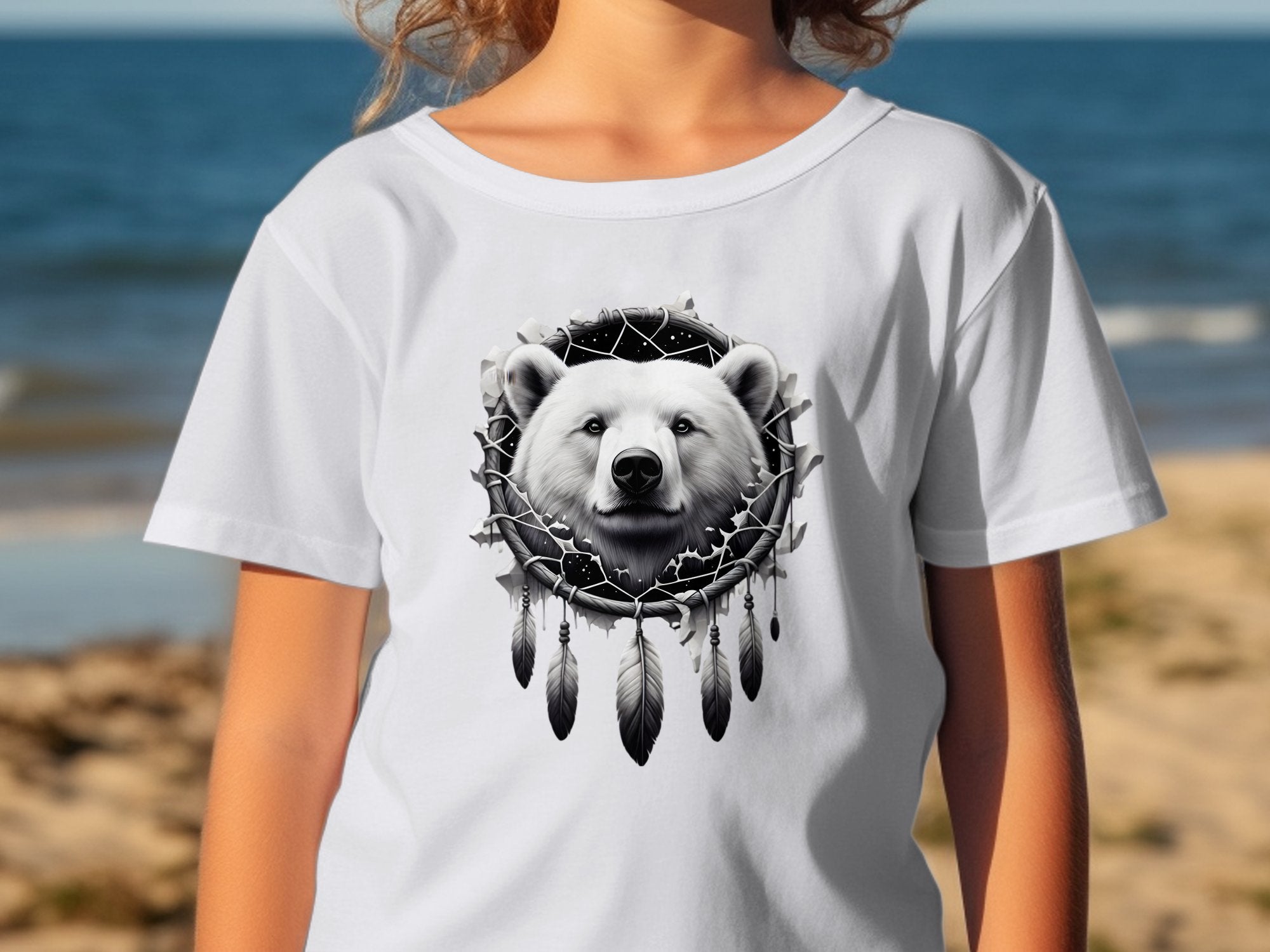 Dreamcatcher Bear - Coloured Gildan Kids T Shirt Realistic Native American Talisman Unisex Mythology Tee Graphic Design