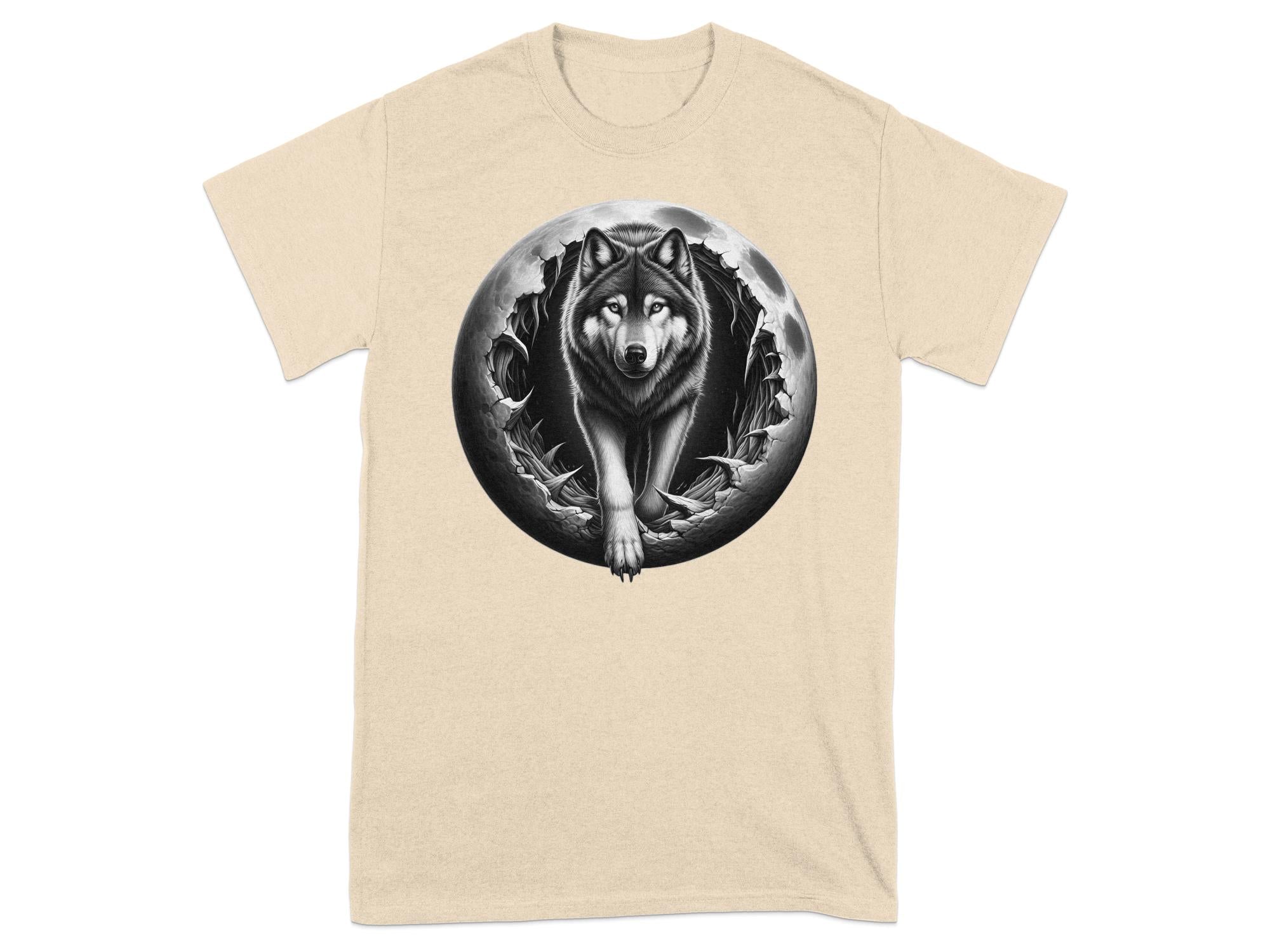 Moon Wolf - Coloured Gildan T-Shirt Realistic Animal Talisman Unisex Mythology Tee Graphic Design