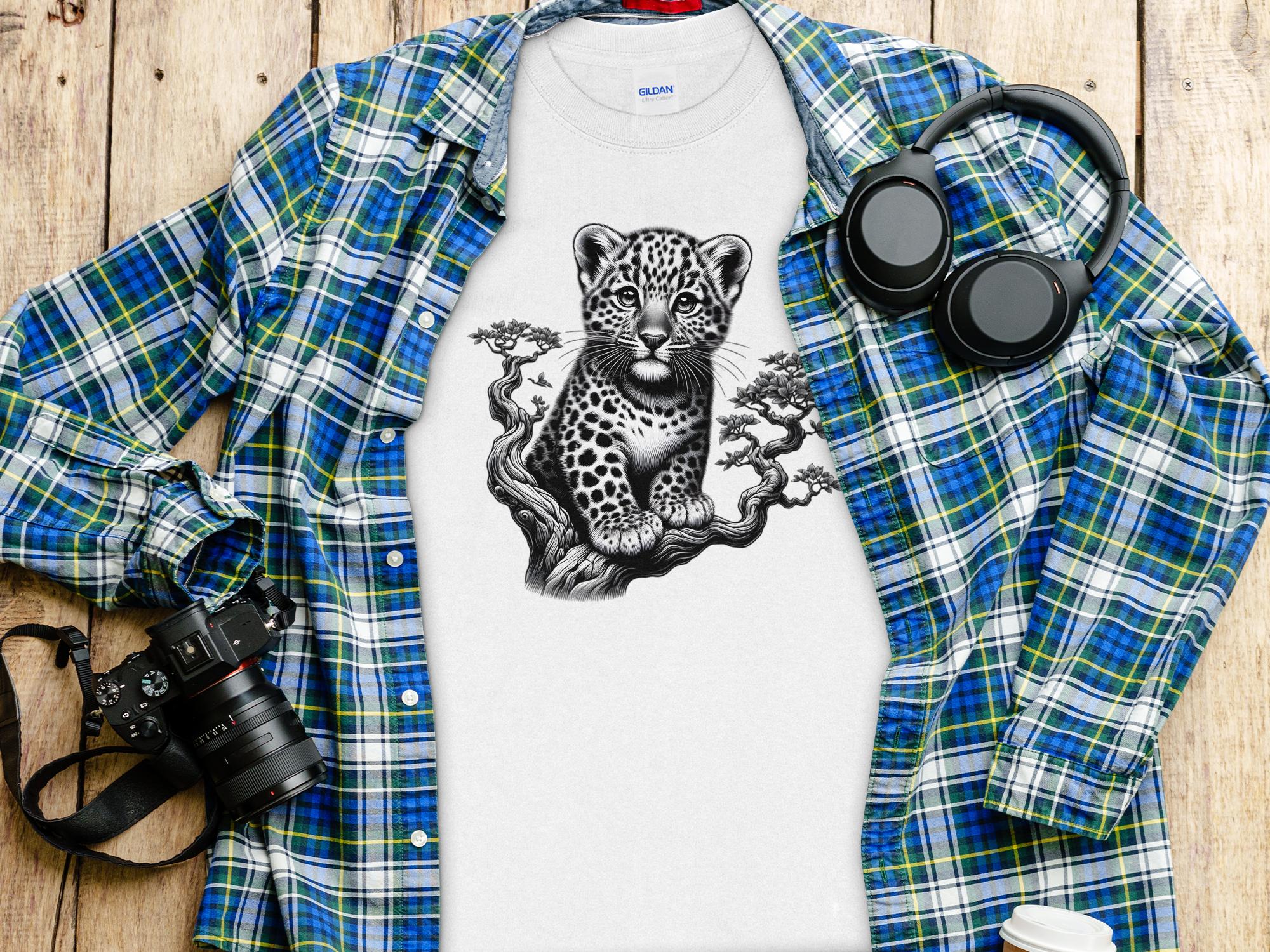 Leopard Bonsai - Coloured Gildan Long Sleeve Realistic Animal Talisman Unisex Cute Tee Graphic Design