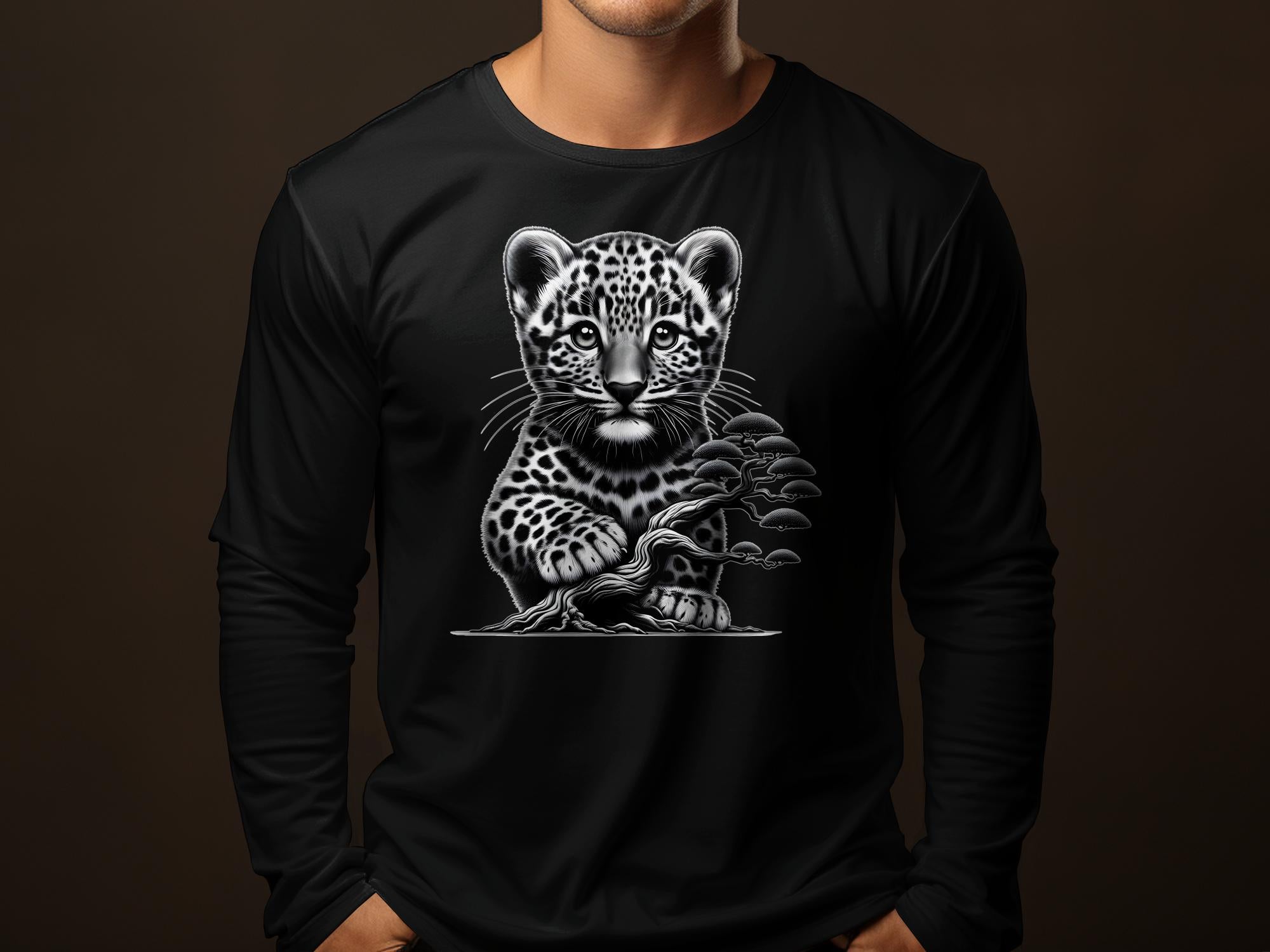 Leopard Bonsai - Coloured Gildan Long Sleeve Realistic Animal Talisman Unisex Cute Tee Graphic Design