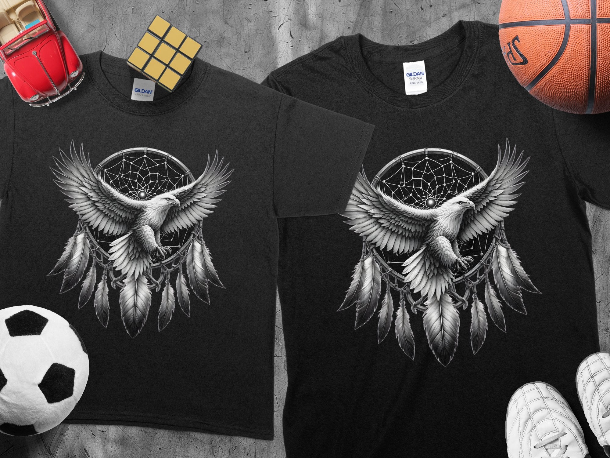 Dreamcatcher Eagle - Coloured Gildan Kids T-Shirt Realistic Native American Talisman Unisex Mythology Tee Graphic Design