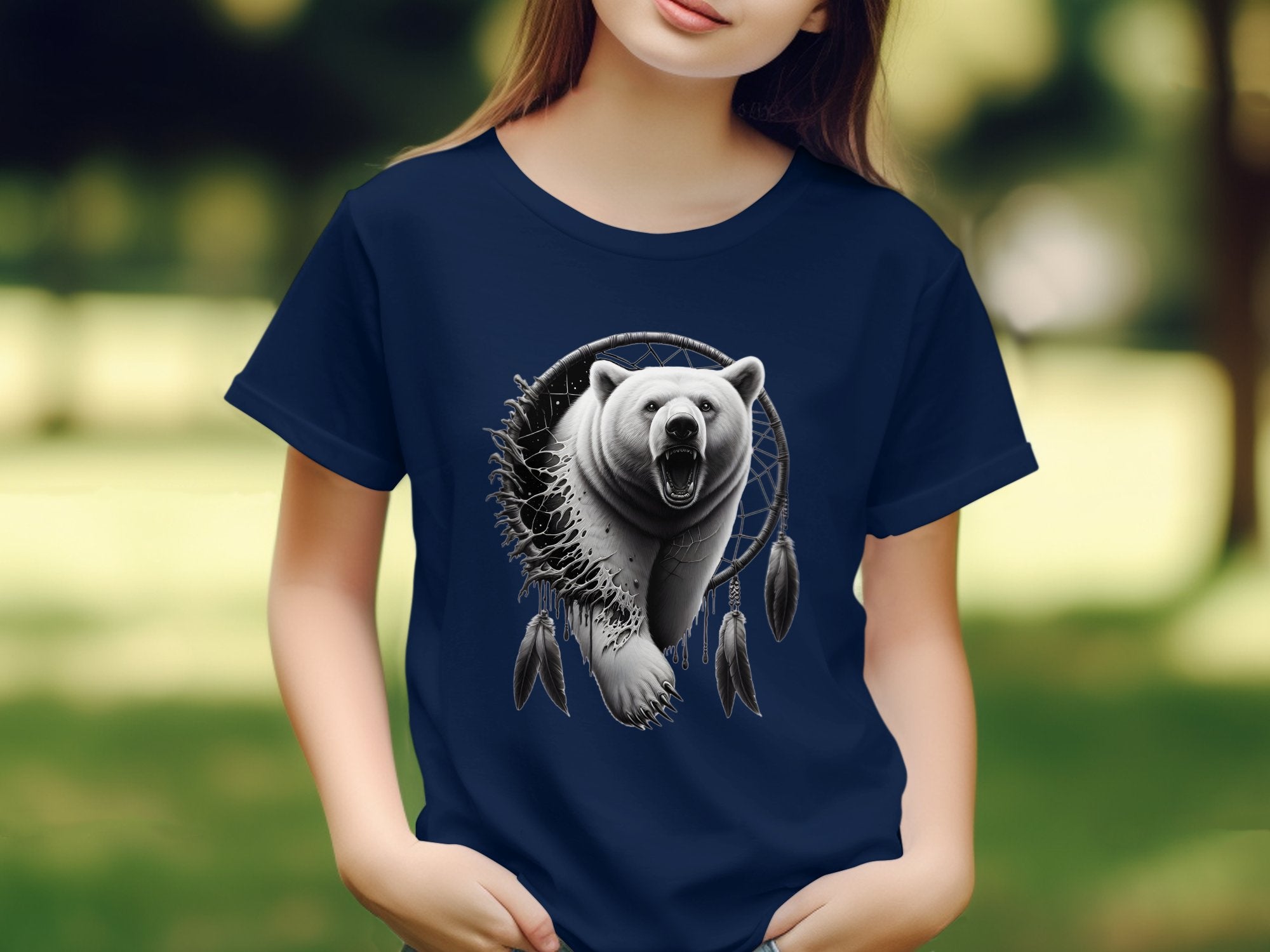 Dreamcatcher Bear - Coloured Gildan Kids T Shirt Realistic Native American Talisman Unisex Mythology Tee Graphic Design