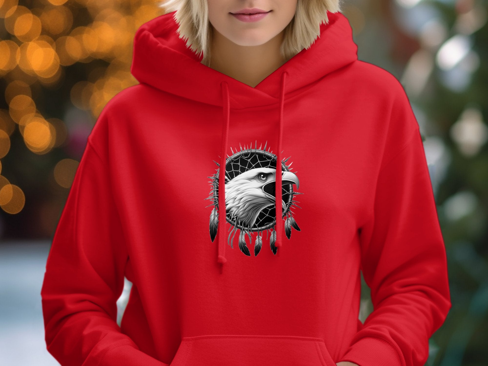 Dreamcatcher Eagle - Coloured Gildan Hoodie Realistic Native American Talisman Unisex Mythology Tee Graphic Design