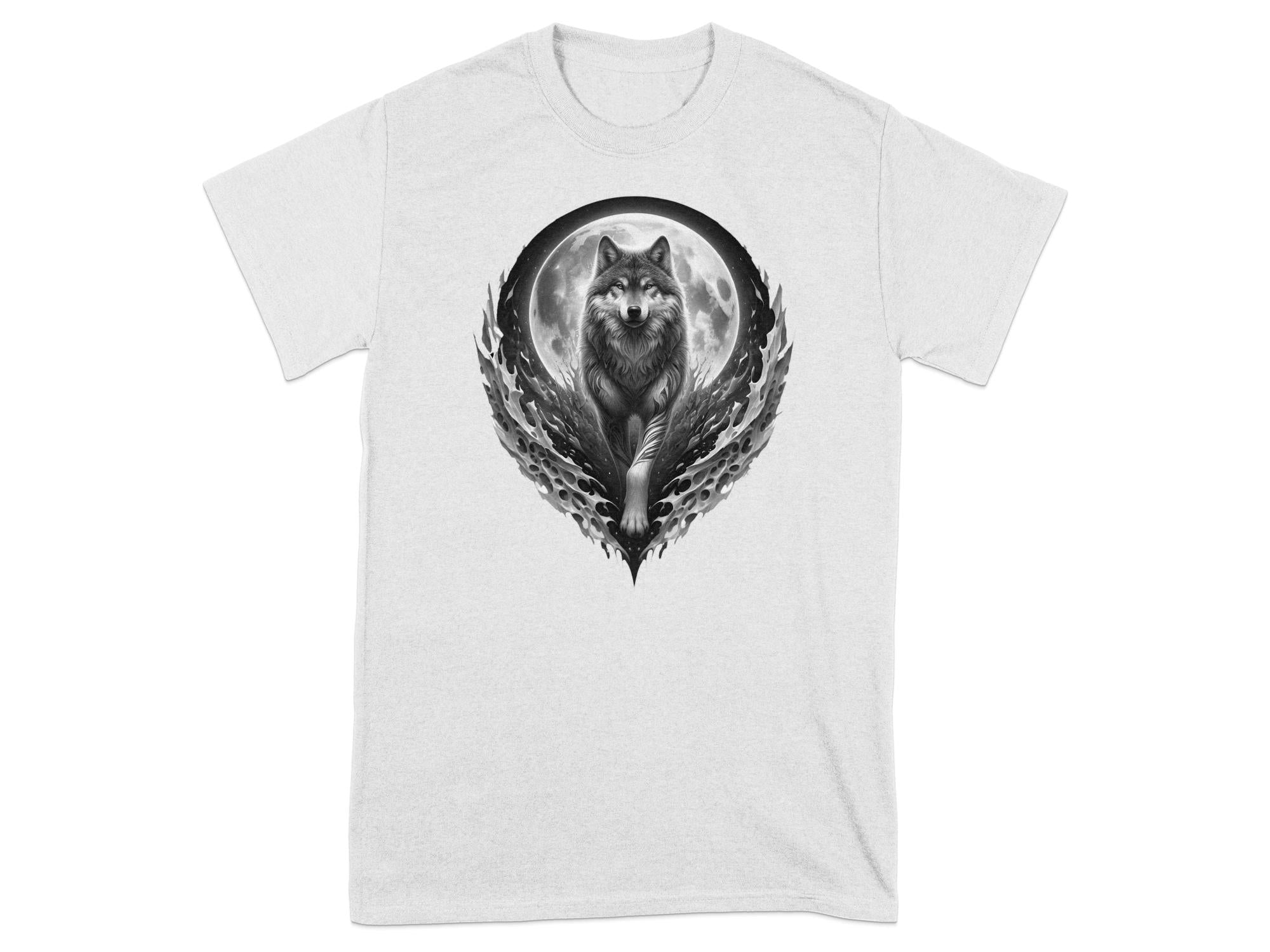 Moon Wolf - Coloured Gildan T-Shirt Realistic Animal Talisman Unisex Mythology Tee Graphic Design