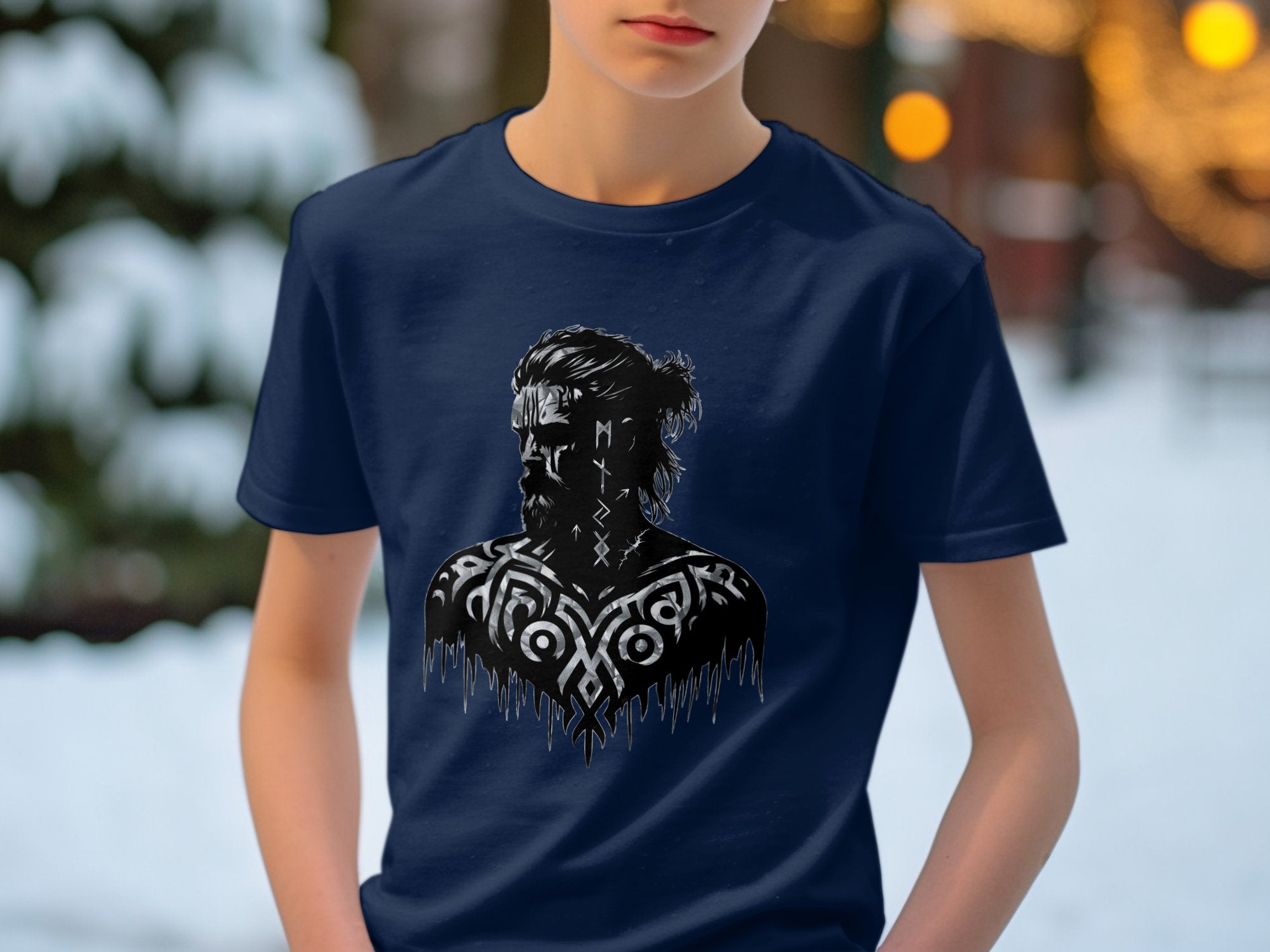 Viking Reflection - Coloured Gildan Kids T Shirt Norse Talisman Unisex Valhalla Tee