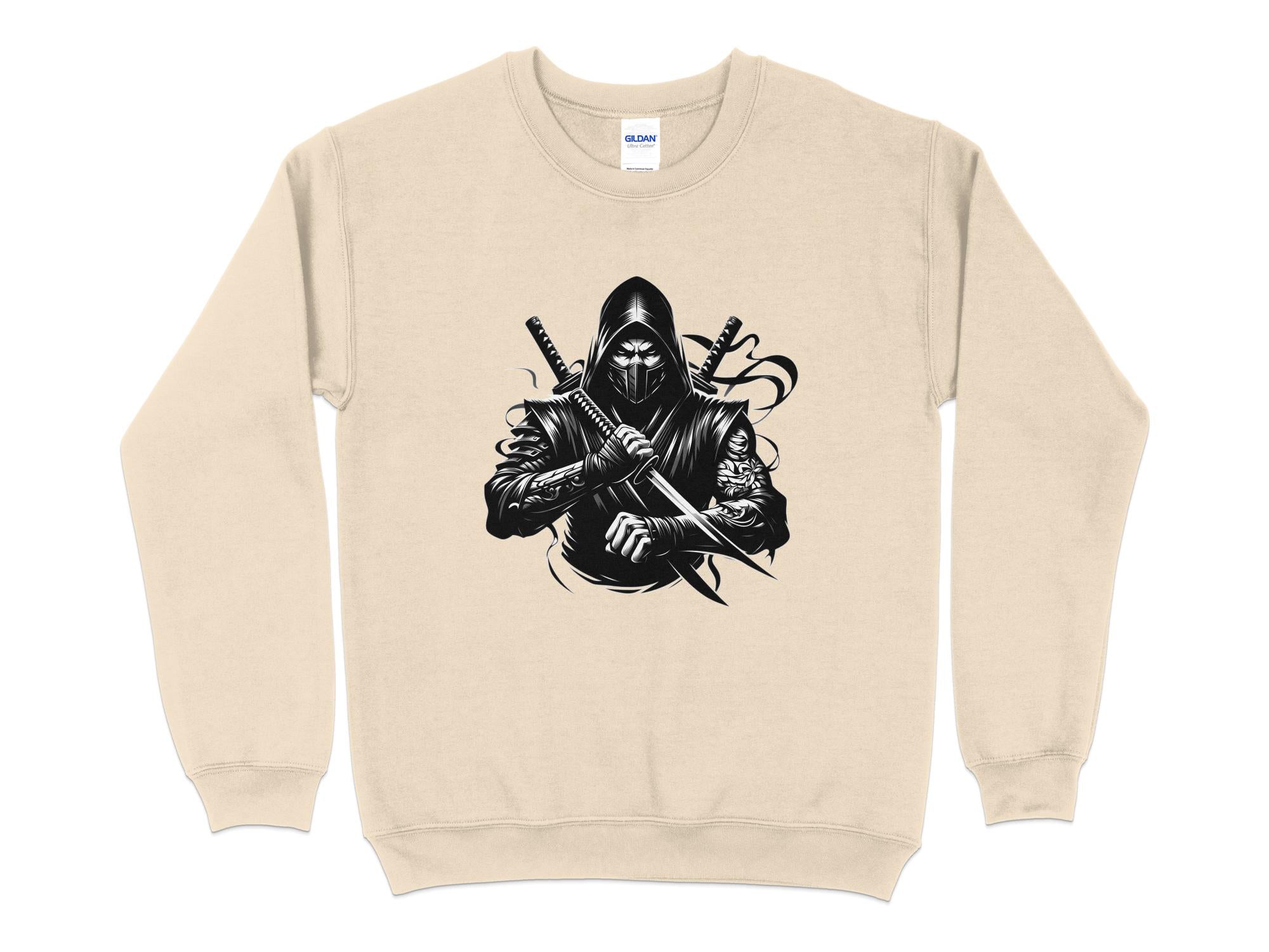 Samurai Ninja - Coloured Gildan Sweatshirt Japanese Talisman Unisex Cultural Symbolic Graphic Design