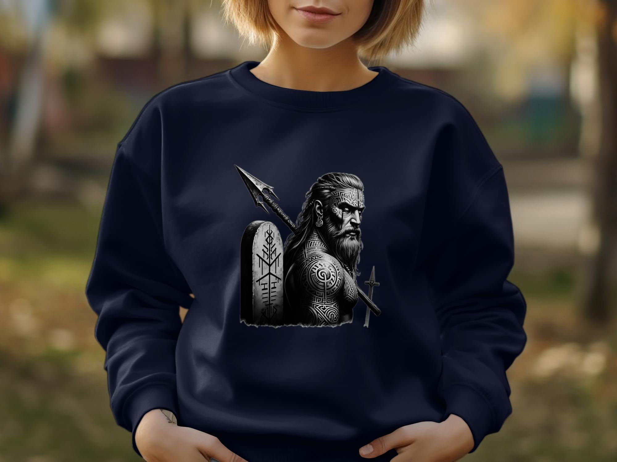 Viking Heroism - Coloured Gildan Sweatshirt Realistic Norse Talisman Men Women Unisex Valhalla Tee Graphic Design