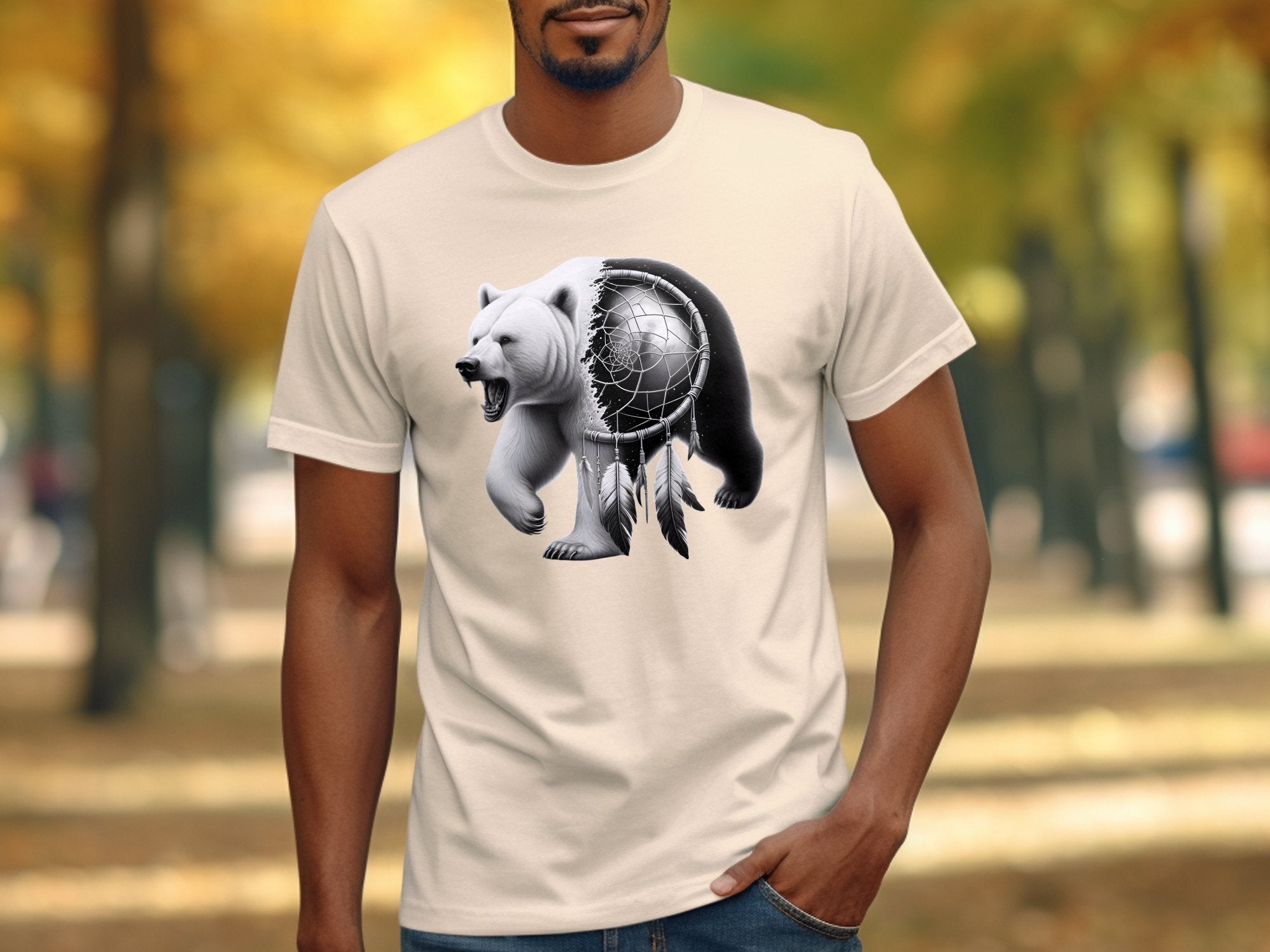 Dreamcatcher Bear - Coloured Gildan T-Shirt Realistic Native American Talisman Unisex Mythology Tee Graphic Design