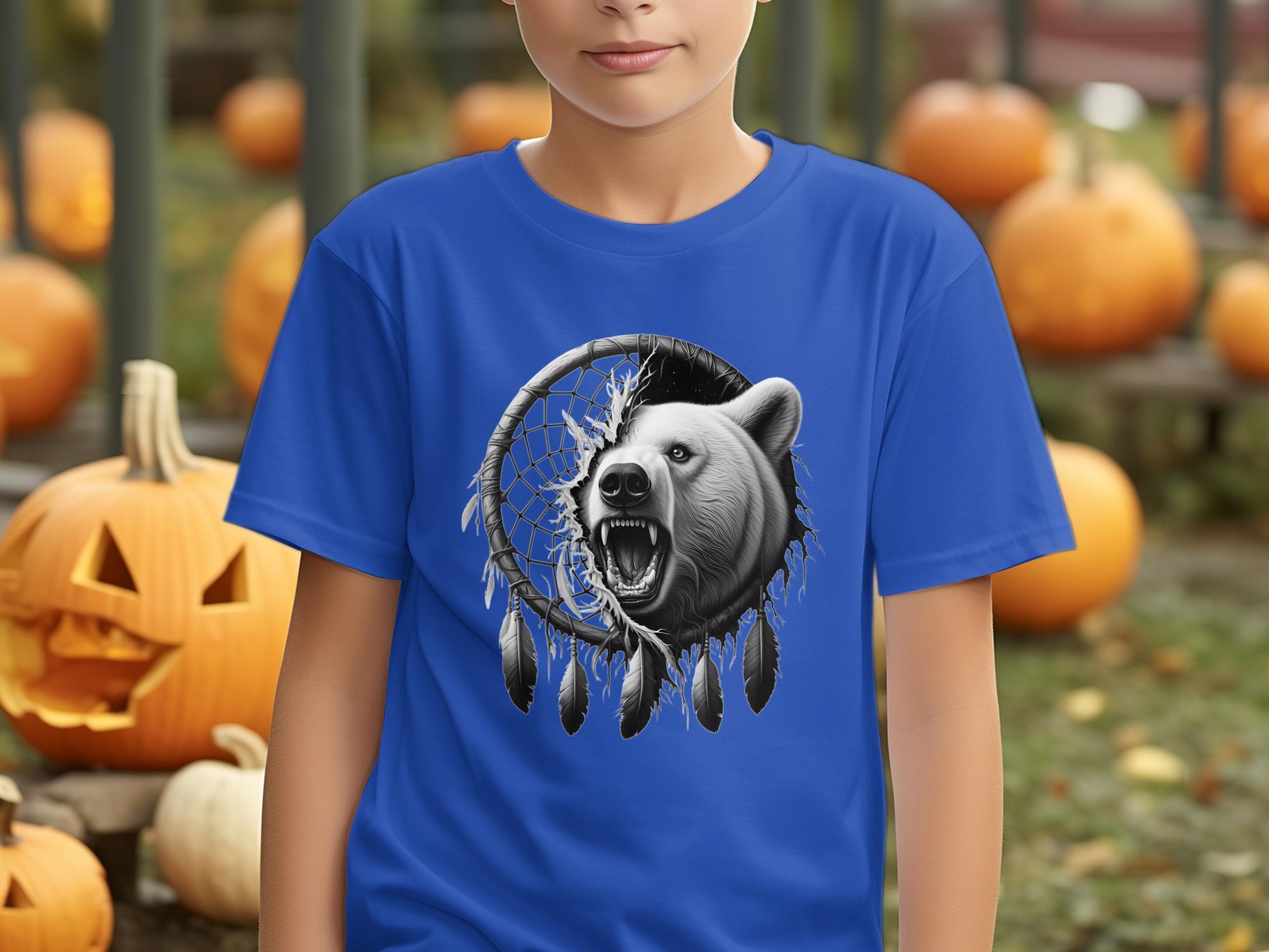 Dreamcatcher Bear - Coloured Gildan Kids T Shirt Realistic Native American Talisman Unisex Mythology Tee Graphic Design