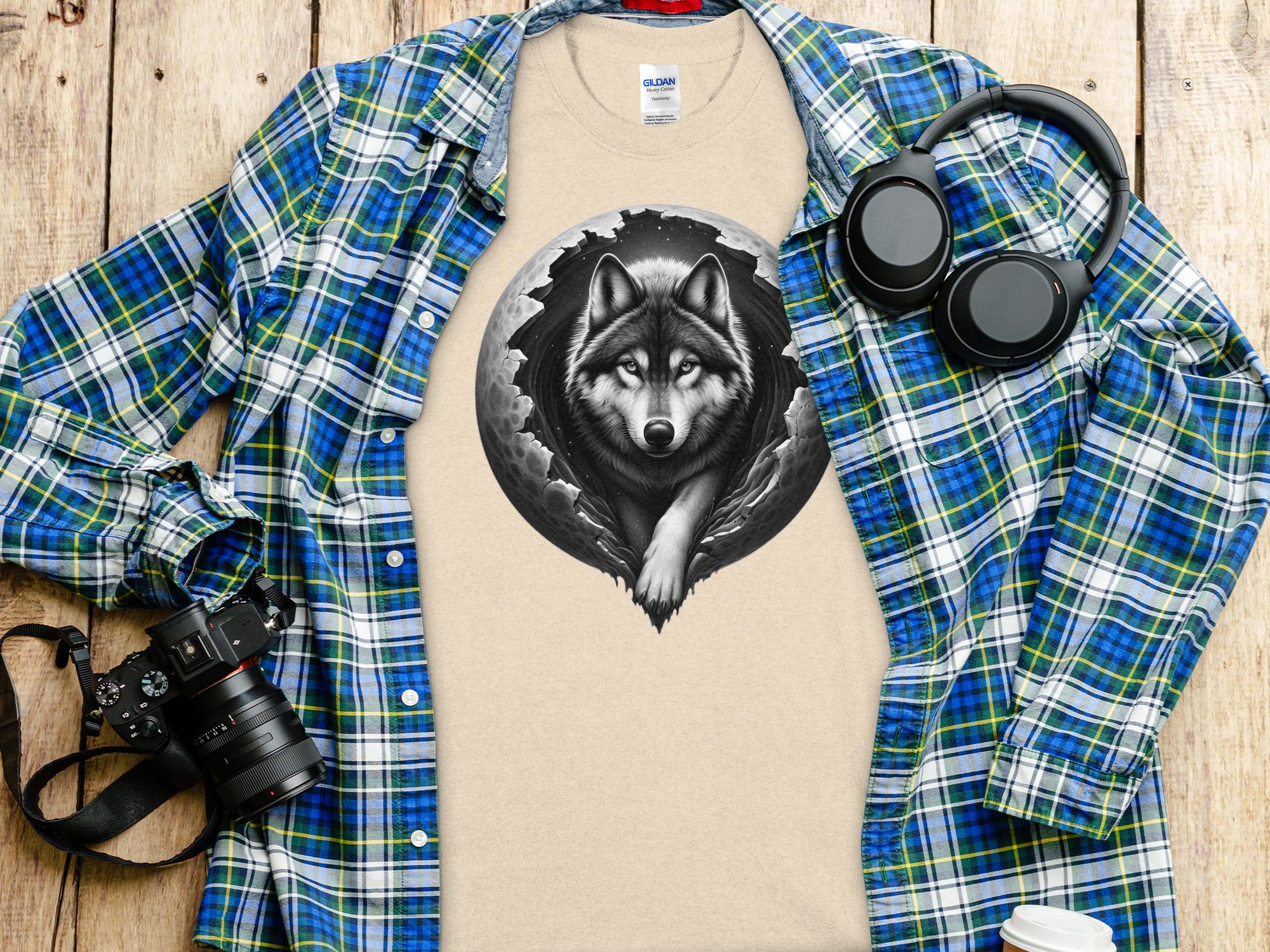 Moon Wolf - Coloured Gildan T-Shirt Realistic Animal Talisman Unisex Mythology Tee Graphic Design