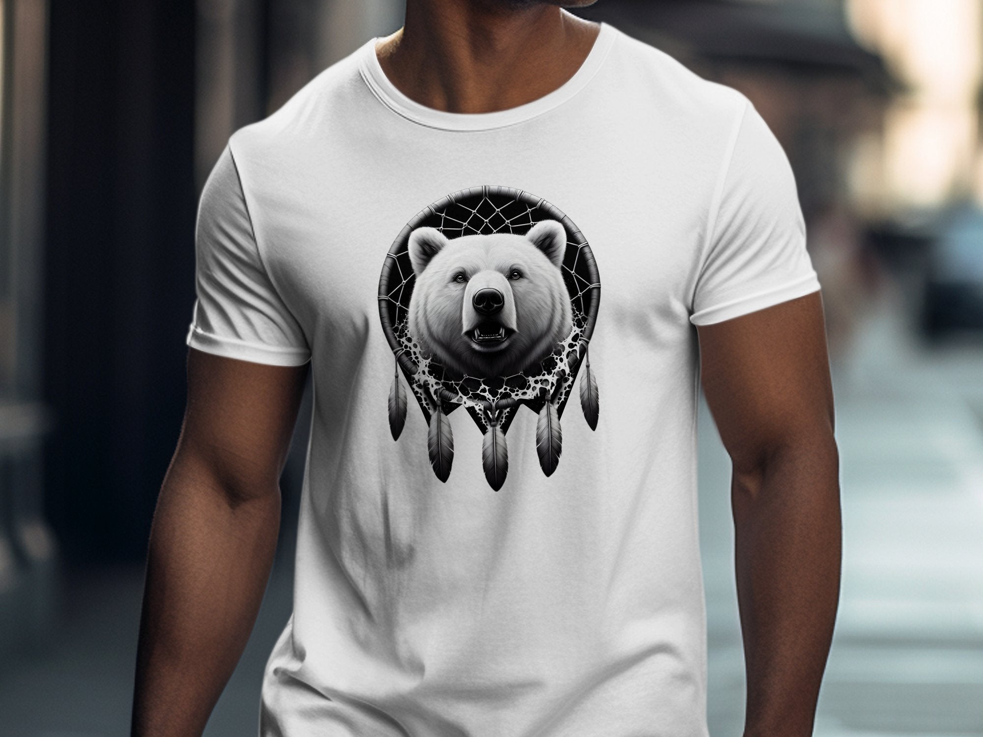 Dreamcatcher Bear - Coloured Gildan T-Shirt Realistic Native American Talisman Unisex Mythology Tee Graphic Design