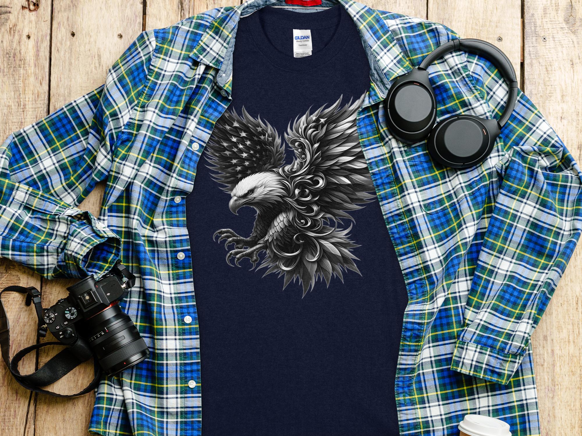 Eagle Patriot - Coloured Gildan T-Shirt Realistic Animal Talisman Unisex Tee Graphic Design