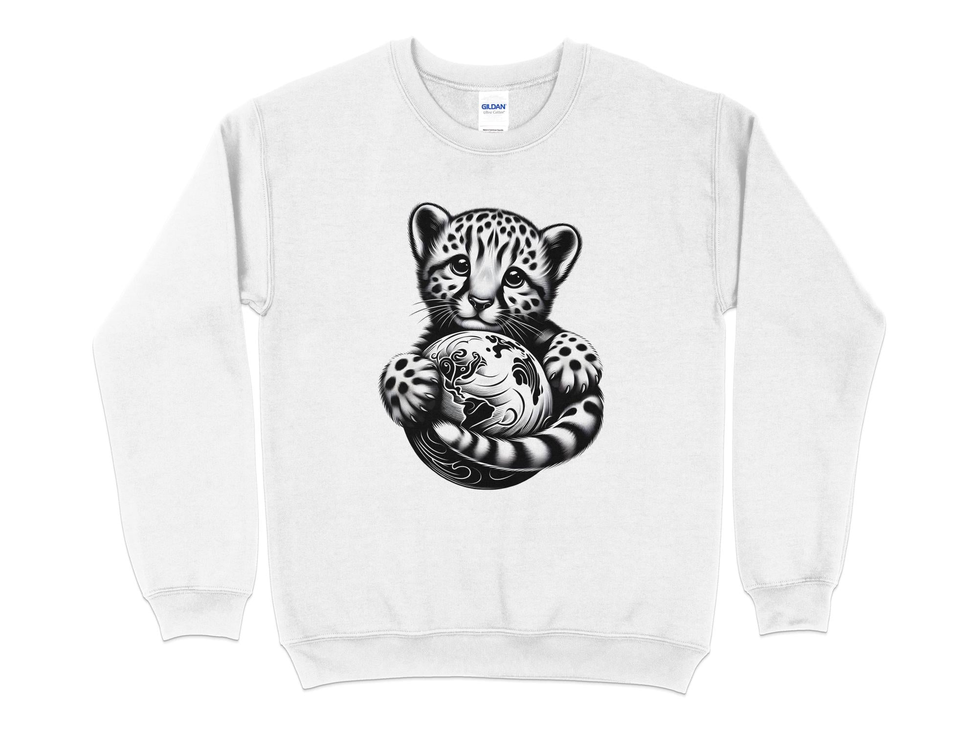 Cheetah World - Coloured Gildan Sweatshirt Realistic Animal Talisman Unisex Cute Tee Graphic Design