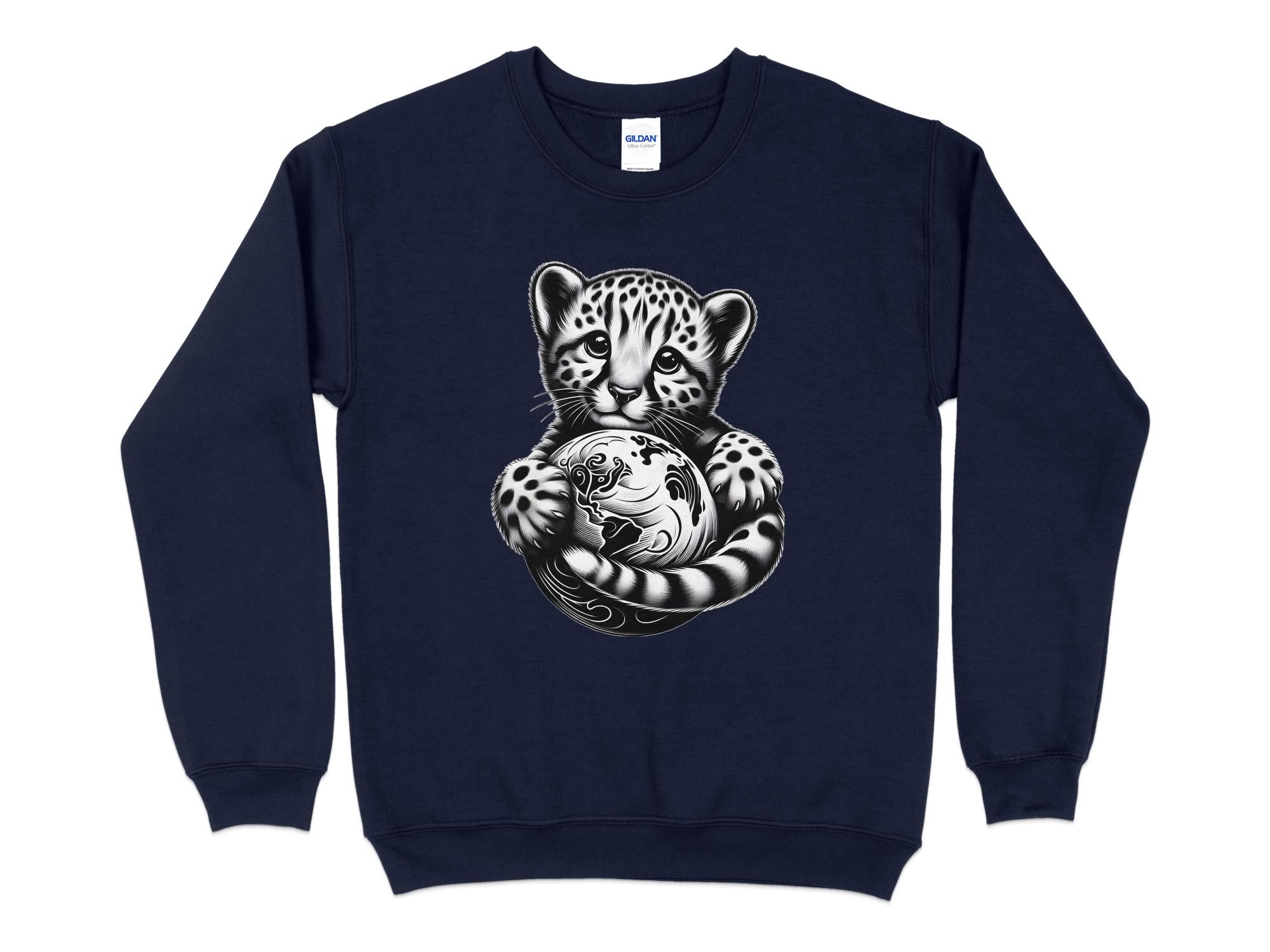 Cheetah World - Coloured Gildan Sweatshirt Realistic Animal Talisman Unisex Cute Tee Graphic Design